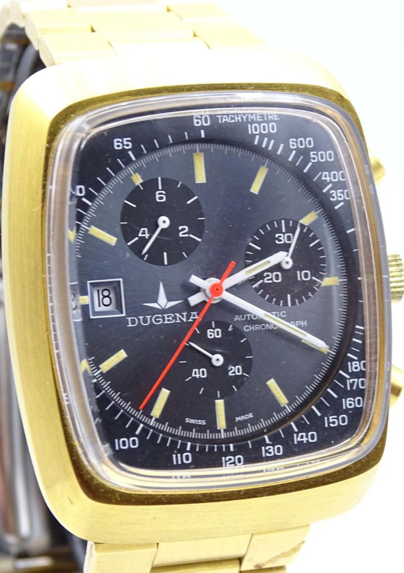 Vintage HAU "Dugena",automatic-chronograph,Werk läuft, swiss made, Tachymeter,vergoldet, - Bild 2 aus 7