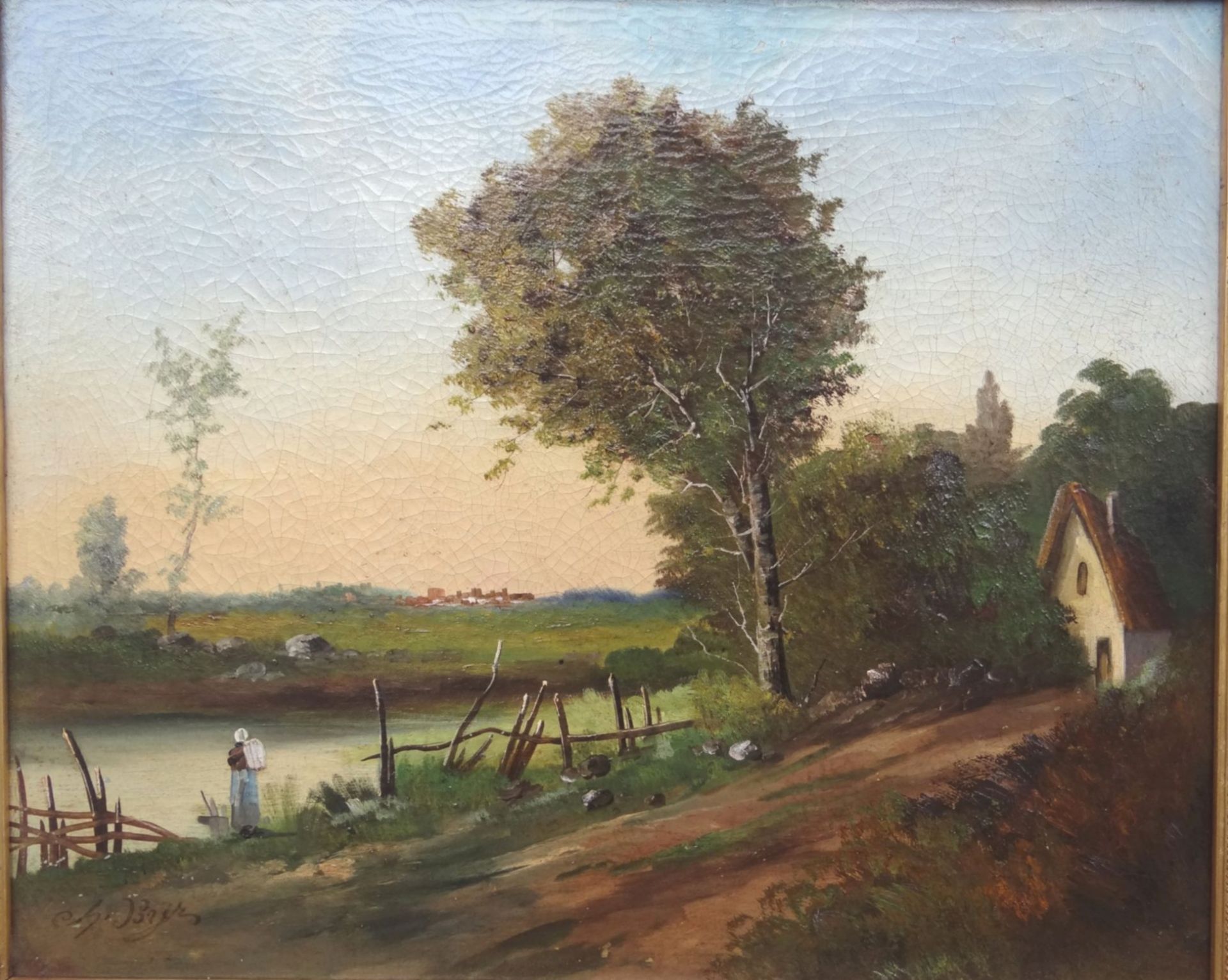 Charles BYS (XIX) "Landschaft am Fluss" Öl/Leinen, gerahmt, RG 50x57 c