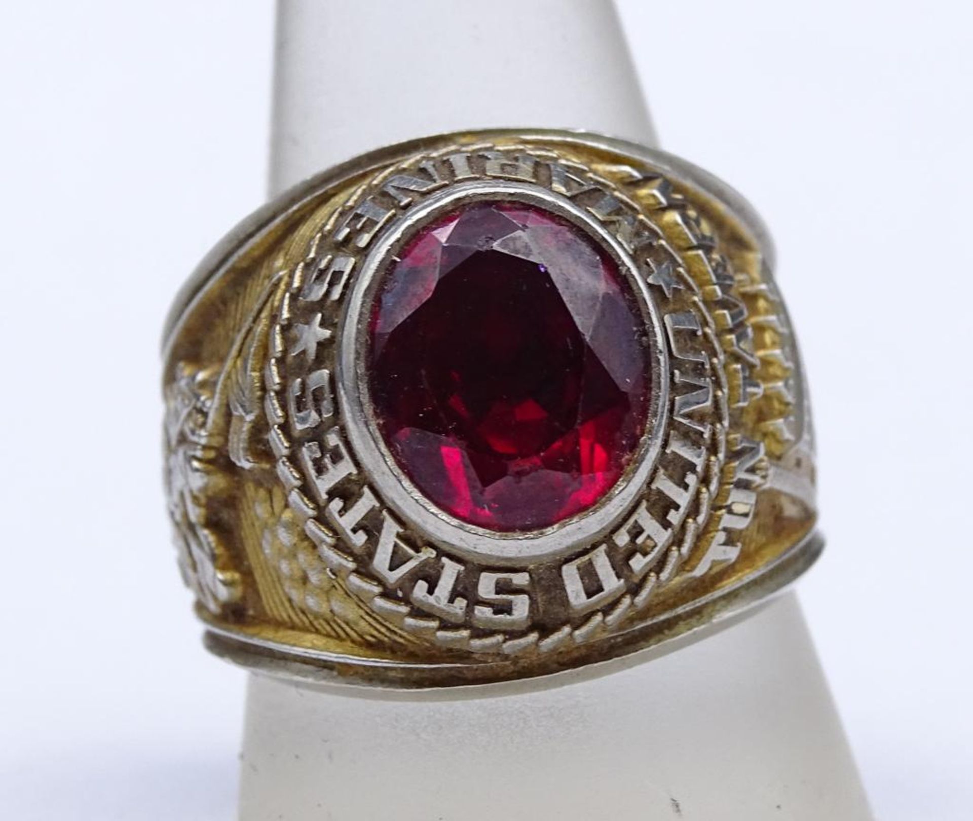 United States Marines Ring,Tun Tavern,USMC,1775,Edelstahl,innenschiene CC Alpha,Rubin Besatz ( - Bild 2 aus 5