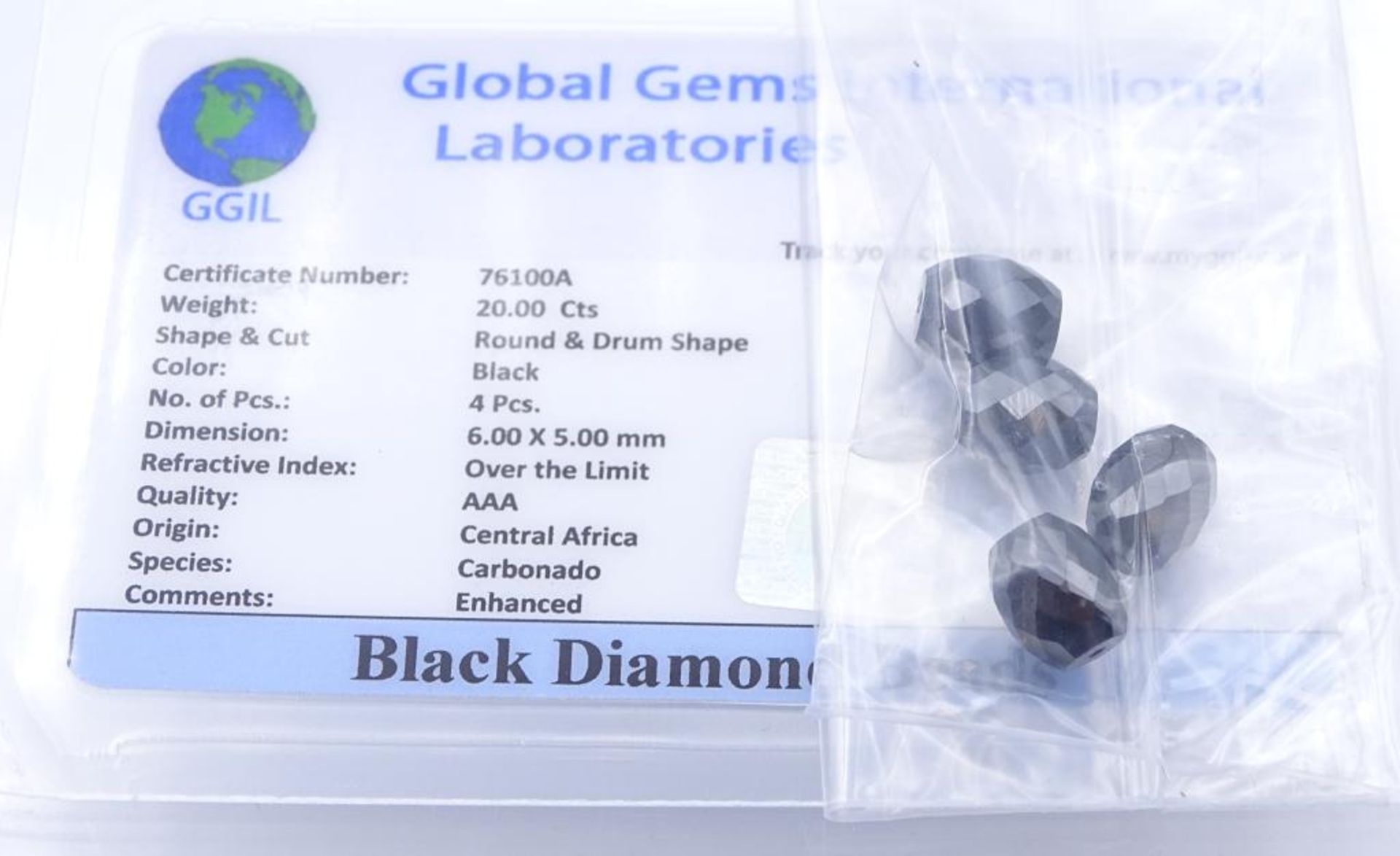 4 fac., schwarze Diamant-Pampeln, zus. 20,00 ct, 6,00 x 5,00 mm
