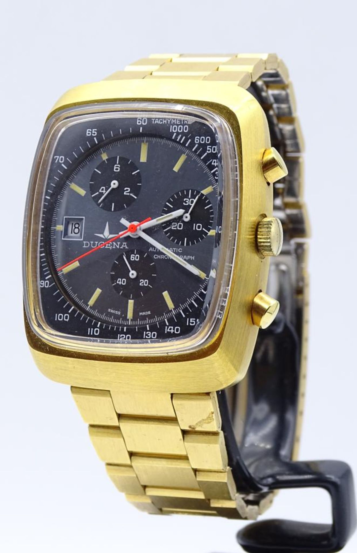 Vintage HAU "Dugena",automatic-chronograph,Werk läuft, swiss made, Tachymeter,vergoldet,