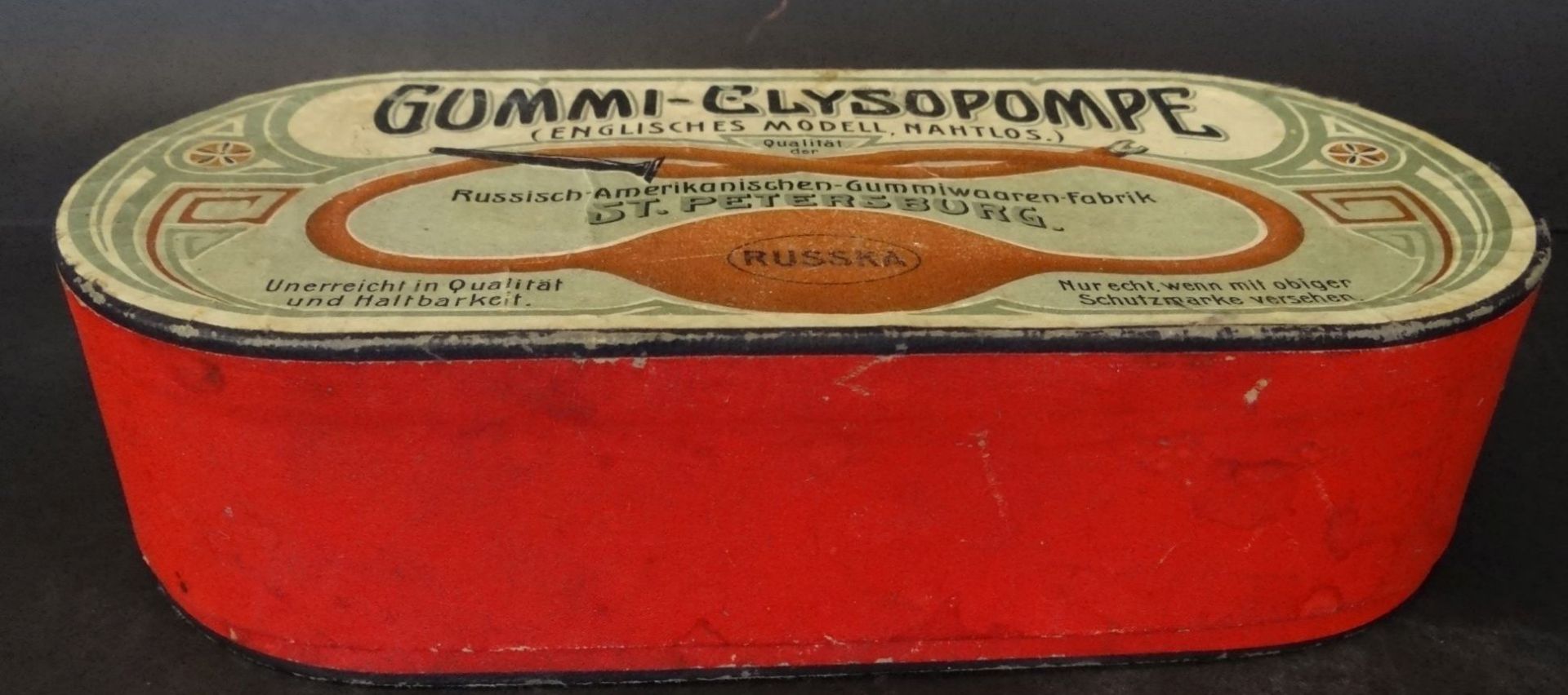 Gummi Glysopompe in Jugendstil-Spanholschachtel, H-6 cm, 20x9 cm - Bild 2 aus 5