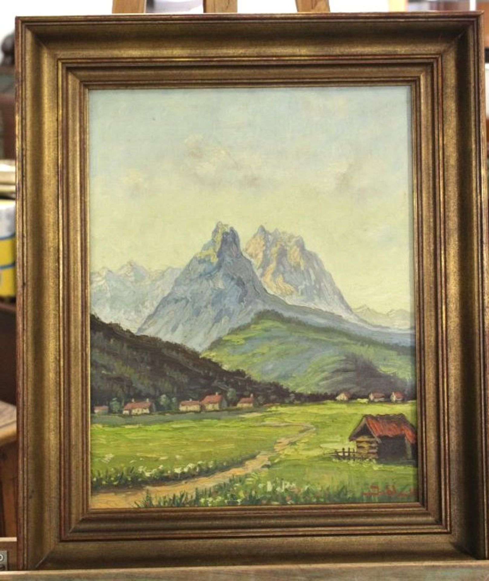 Wladyslaw JAHL (1886-1953) "Landschaft mir Gebirge", Öl/Leinwand, gerahmt, RG 58 x 48cm. - Bild 3 aus 4