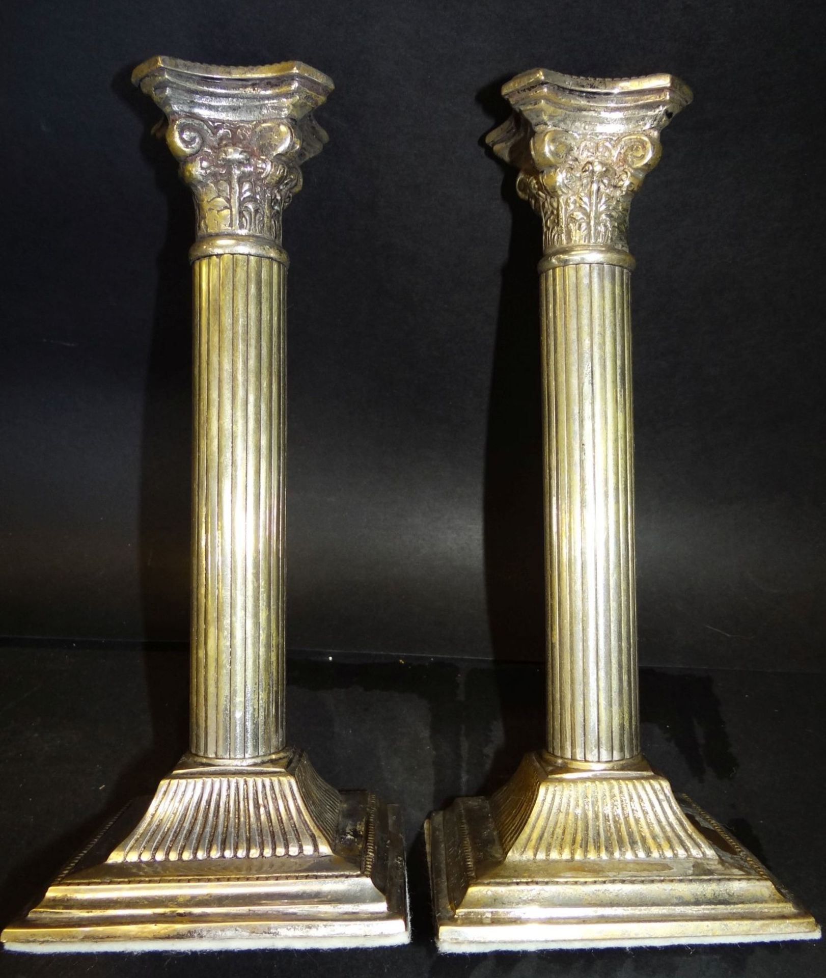 Paar versilb. Leuchter, Korinthische Säulen, H-21 c - Bild 3 aus 3