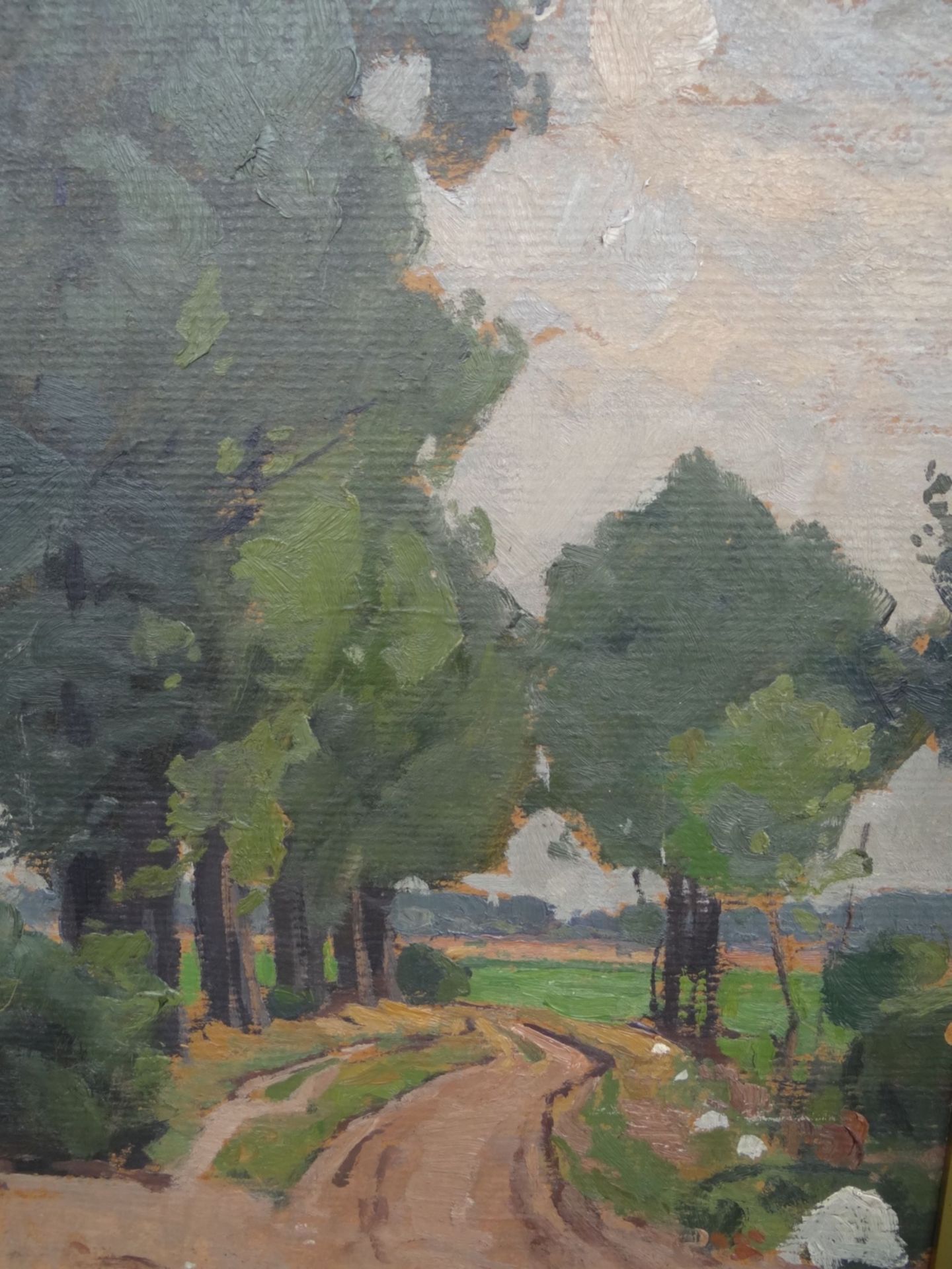 Karl KRUMMACHER (Attrib.) (1867-1955) "Feldweg bei Worbswede", Öl/Pappe, gerahmt, RG 50x40 cm, lt.