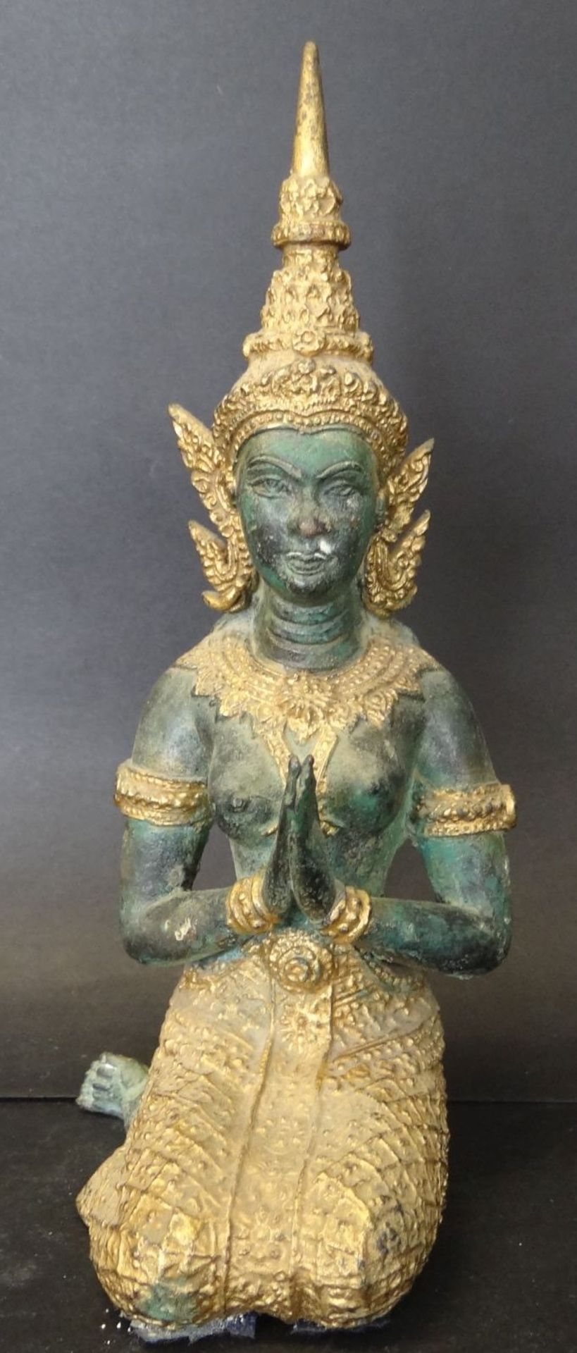 Bronze Buddha, teil feuervergoldet, H-21 cm