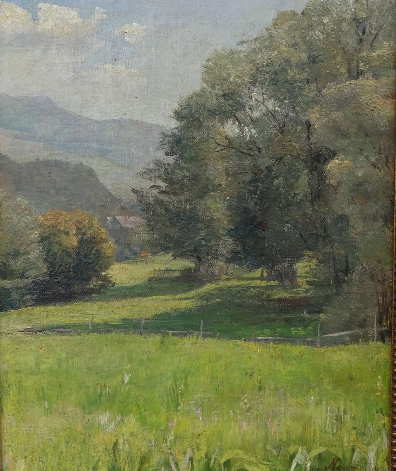 Neumann "Blick ins Tal" wohl Wienerwald um 1900, Öl/Leinen, alt gerahmt, RG 40x34 c