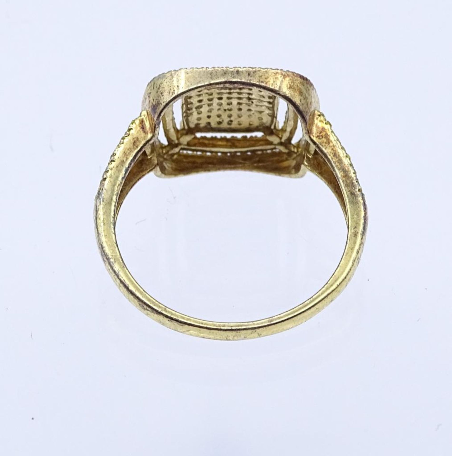 Sterling Silber Ring 925/000 vergoldet mit gelben Diamanten, 3,0gr., RG 60 - Bild 3 aus 4