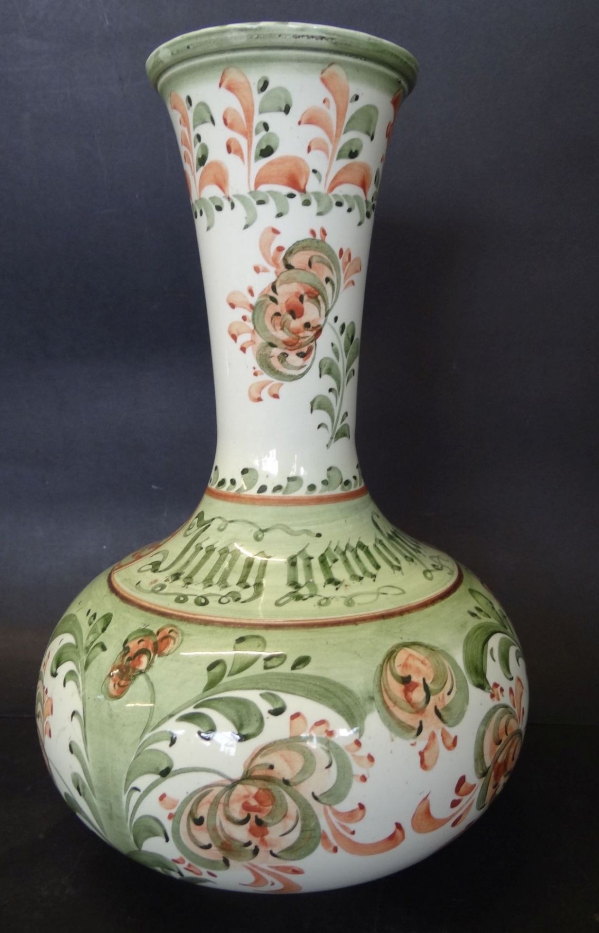 grosse Vase "Georg Schmider, Zell/Hammersbach" um 1920 mit Spruch "Jung gewohnt-Alt gethan", H-26