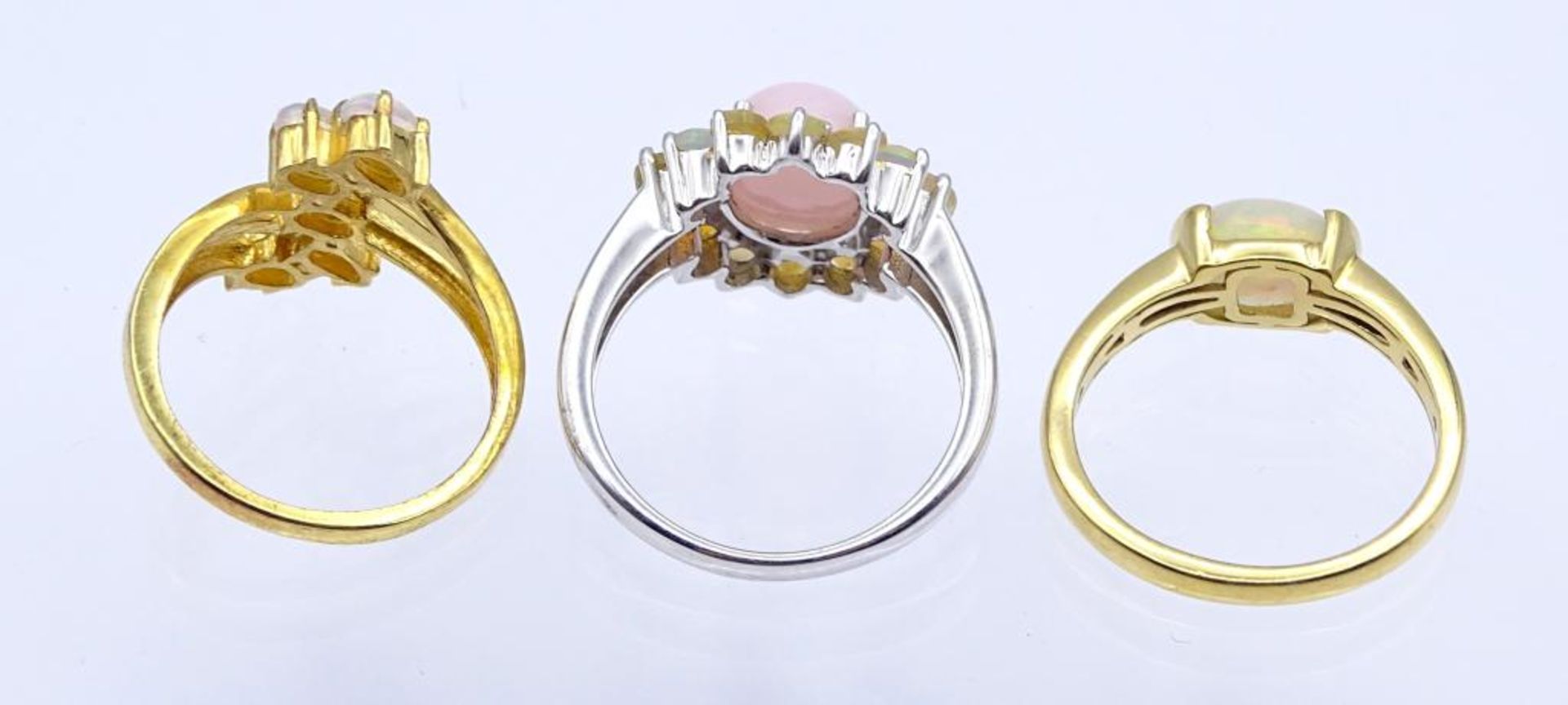 3x Silber Ringe mit Opalen,zus.11,0gr., RG 56 / 60/60 - Bild 3 aus 3