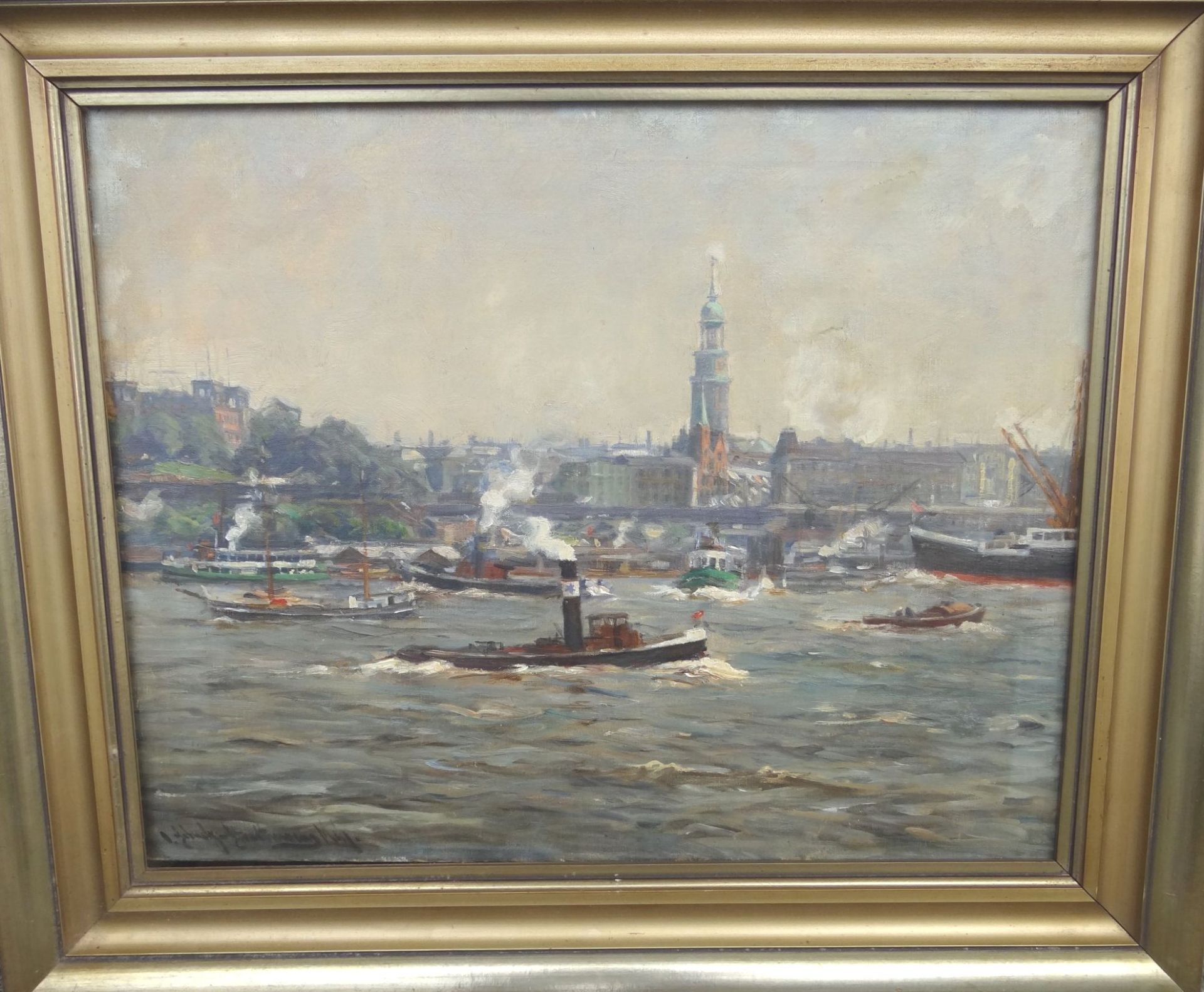 Otto SCHULZ-STRADTMANN (1892-1960) "Hamburg Ansicht", Öl/Leinen, gerahmt, RG 53x63 c