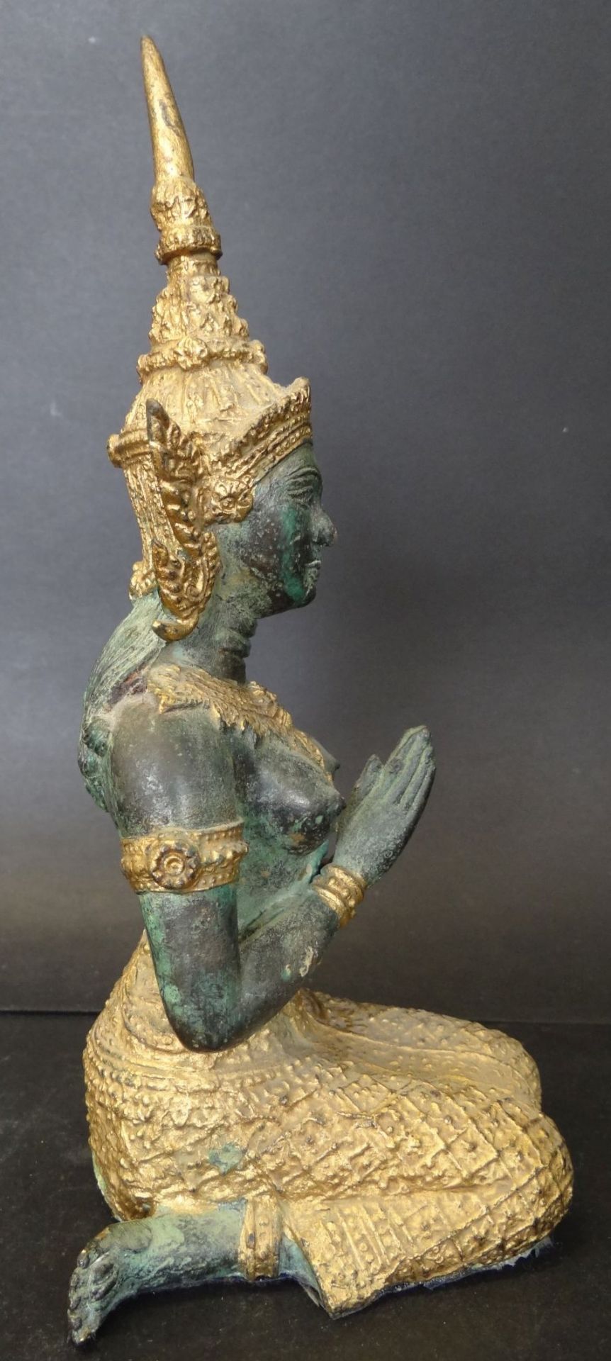 Bronze Buddha, teil feuervergoldet, H-21 cm - Bild 3 aus 5