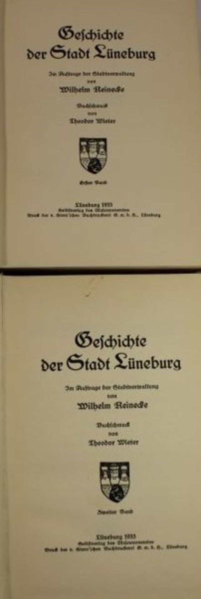 Die Geschichte der Stadt Lüneburg, Wilhelm Reinicke. 1933, 1u.2. Band. - Bild 2 aus 3