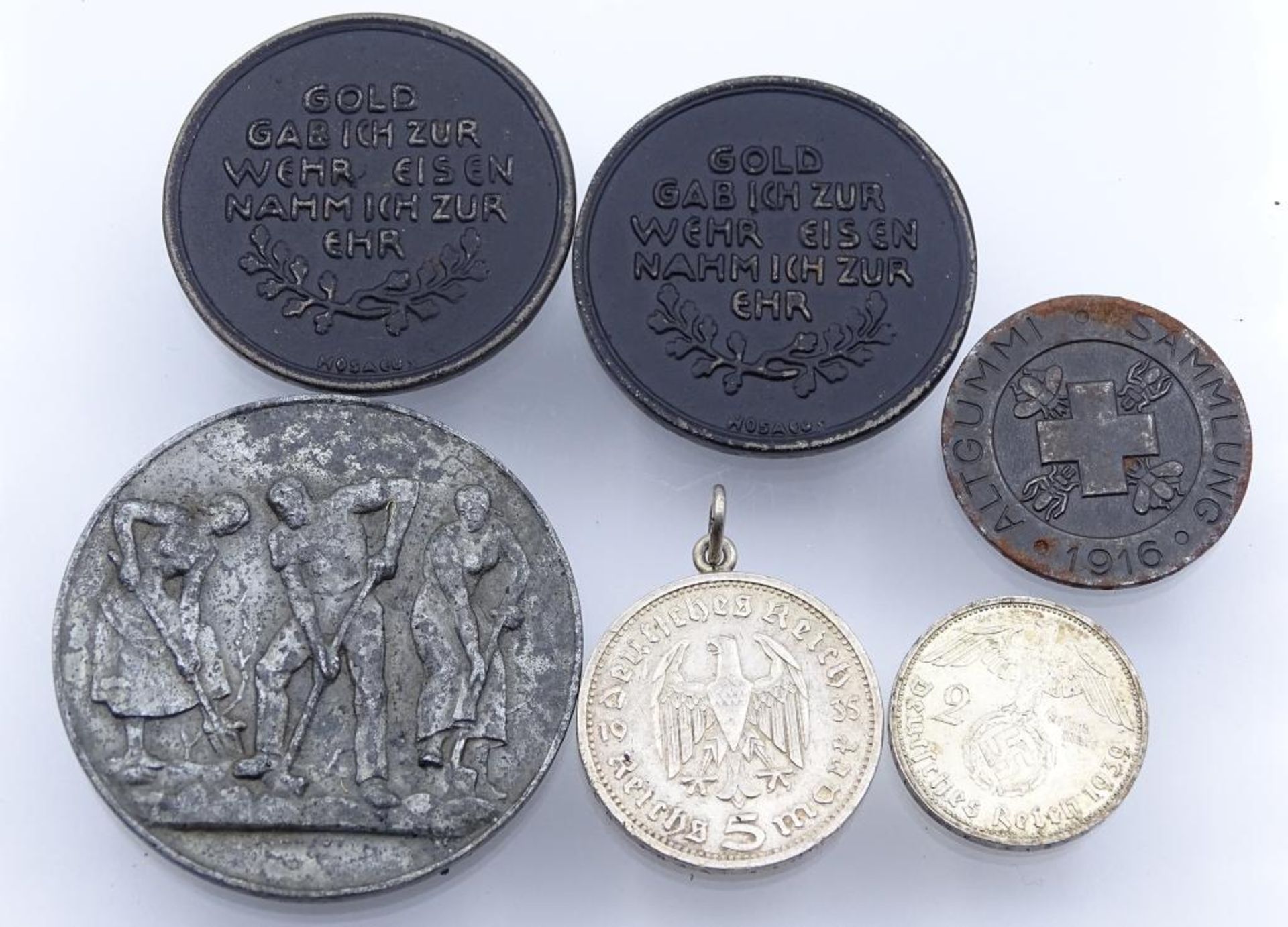 Konvolut Medaillen und Münzen, Reichsmark,in eiserner Zeit,Altgummi Sammlung, Reichsgau Wie