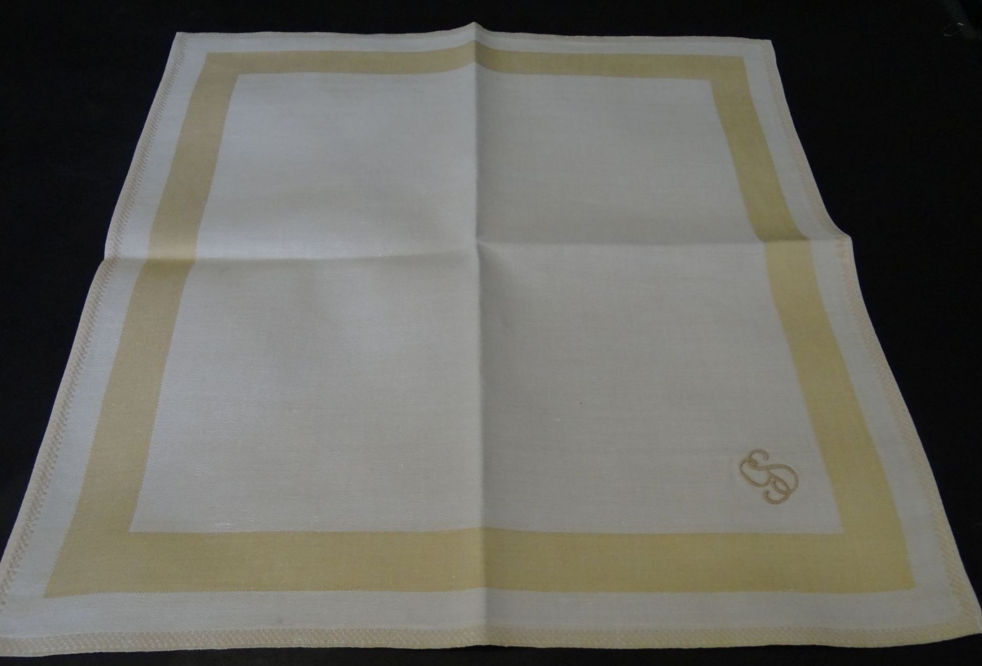 12x Leinen-Stoffservietten, Ziermonogramm "GS", 40x40 cm - Bild 4 aus 4