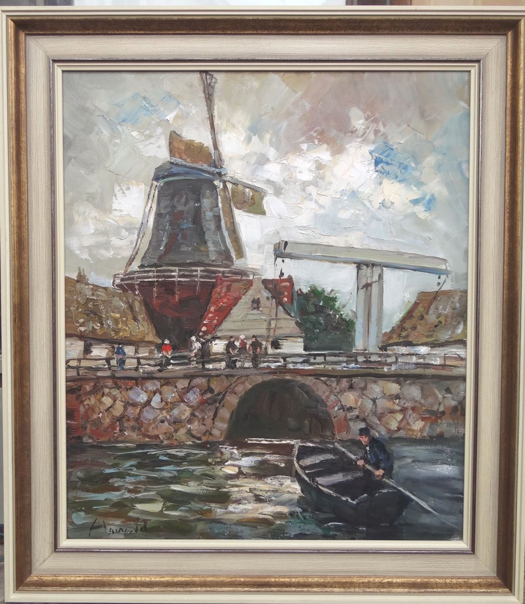 Harry HAERENDEL (1896-1991) "Windmühle am Fluss", Öl/Leinen, gerahmt, RG 85x75