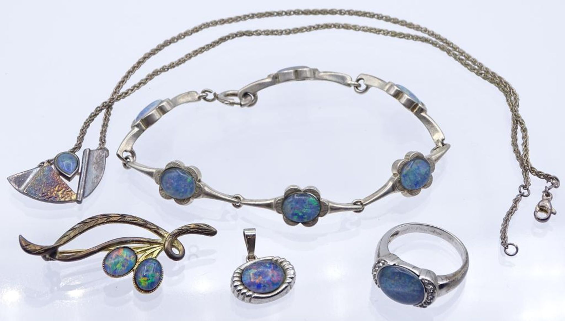 Silber Schmuck Set, mit Opal Besatz,Silber 835-925,ges.Gew.30gr.