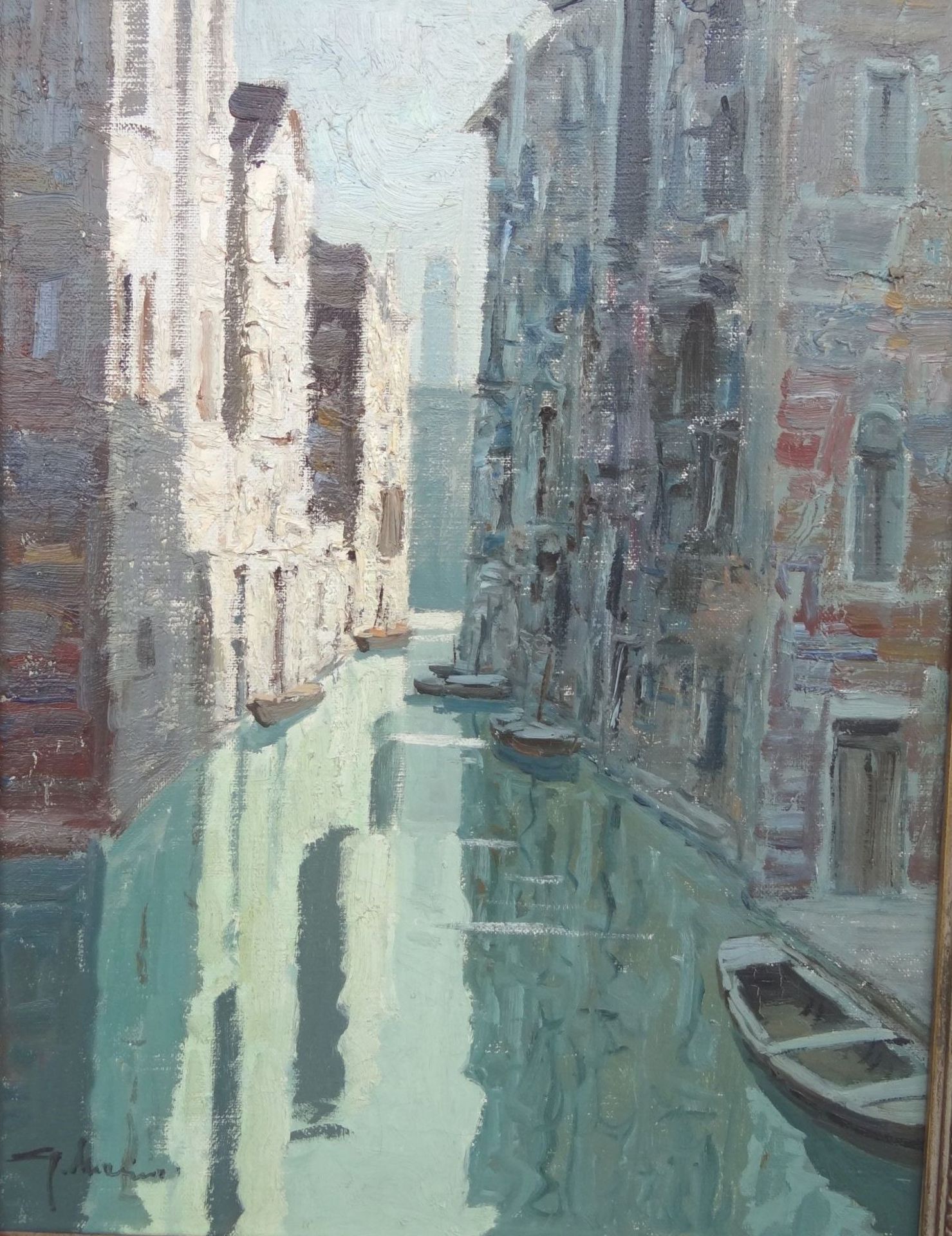 Mario MARESCA (1877-c.1959) "Kanal in Venedig" Öl/Leinen, gut gerahmt, RG 5345 c