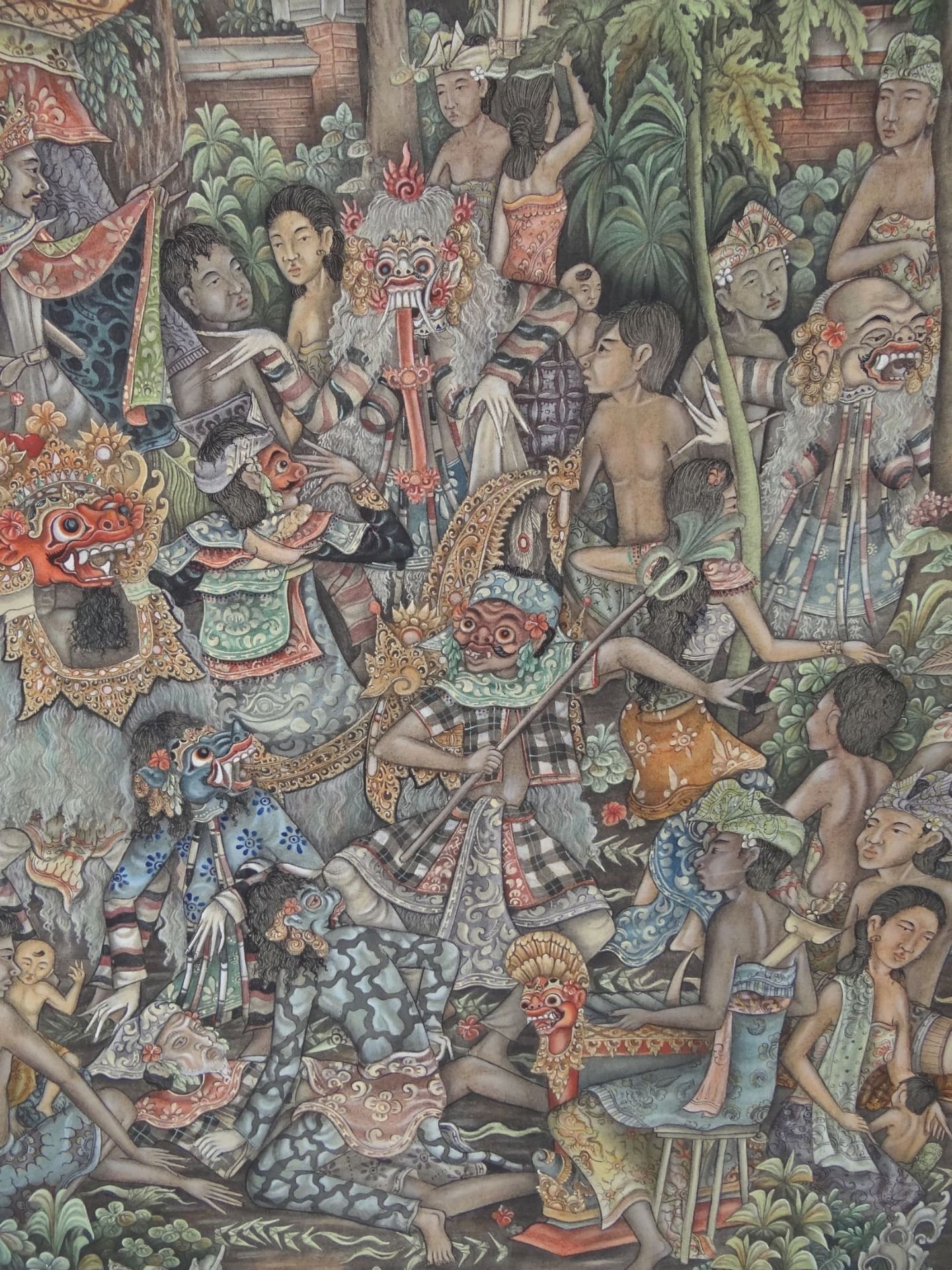 K.Bowa-Angall, Ubud (Bali), 1994 "Maskentanz" Mischtechnik, gerahmt, RG 105x88 cm