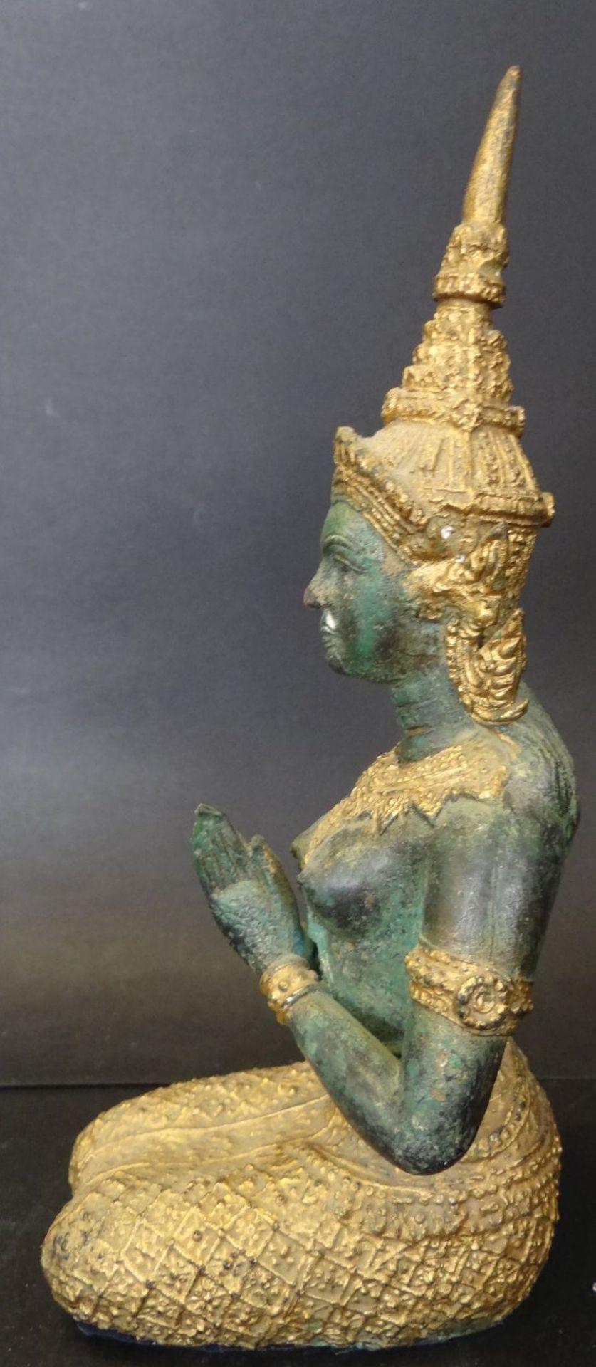 Bronze Buddha, teil feuervergoldet, H-21 cm - Bild 4 aus 5