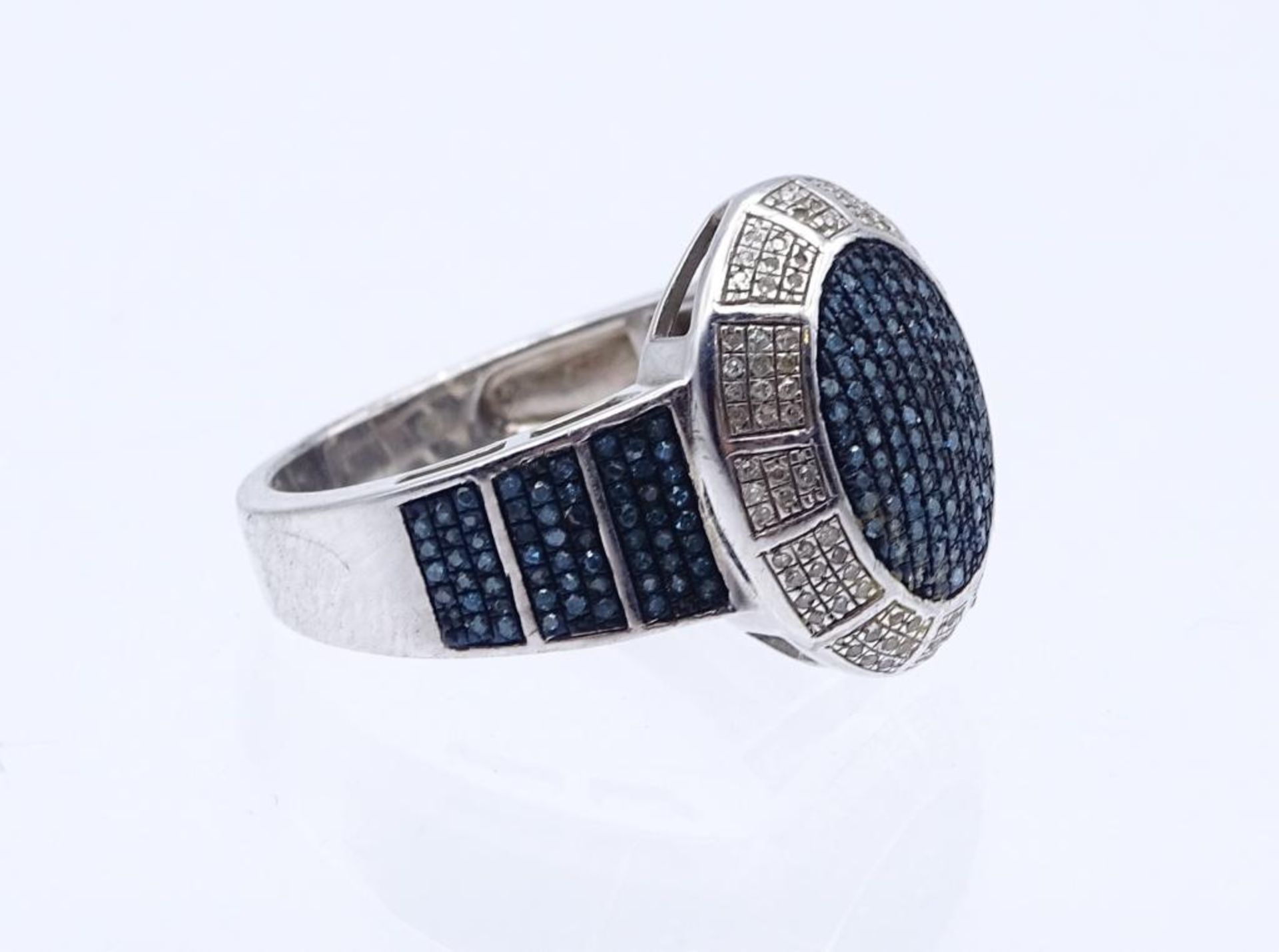 Sterling Silber Ring 925/000 mit blauen und weißen Diamanten,5,4gr., RG 5 - Bild 3 aus 4