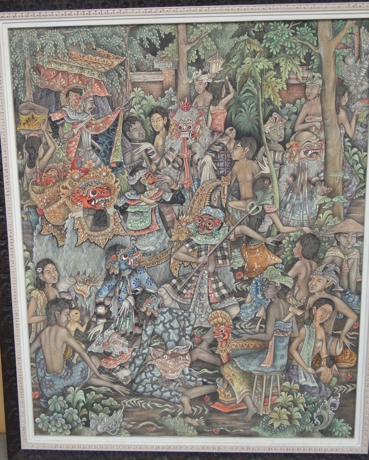 K.Bowa-Angall, Ubud (Bali), 1994 "Maskentanz" Mischtechnik, gerahmt, RG 105x88 cm - Bild 2 aus 5