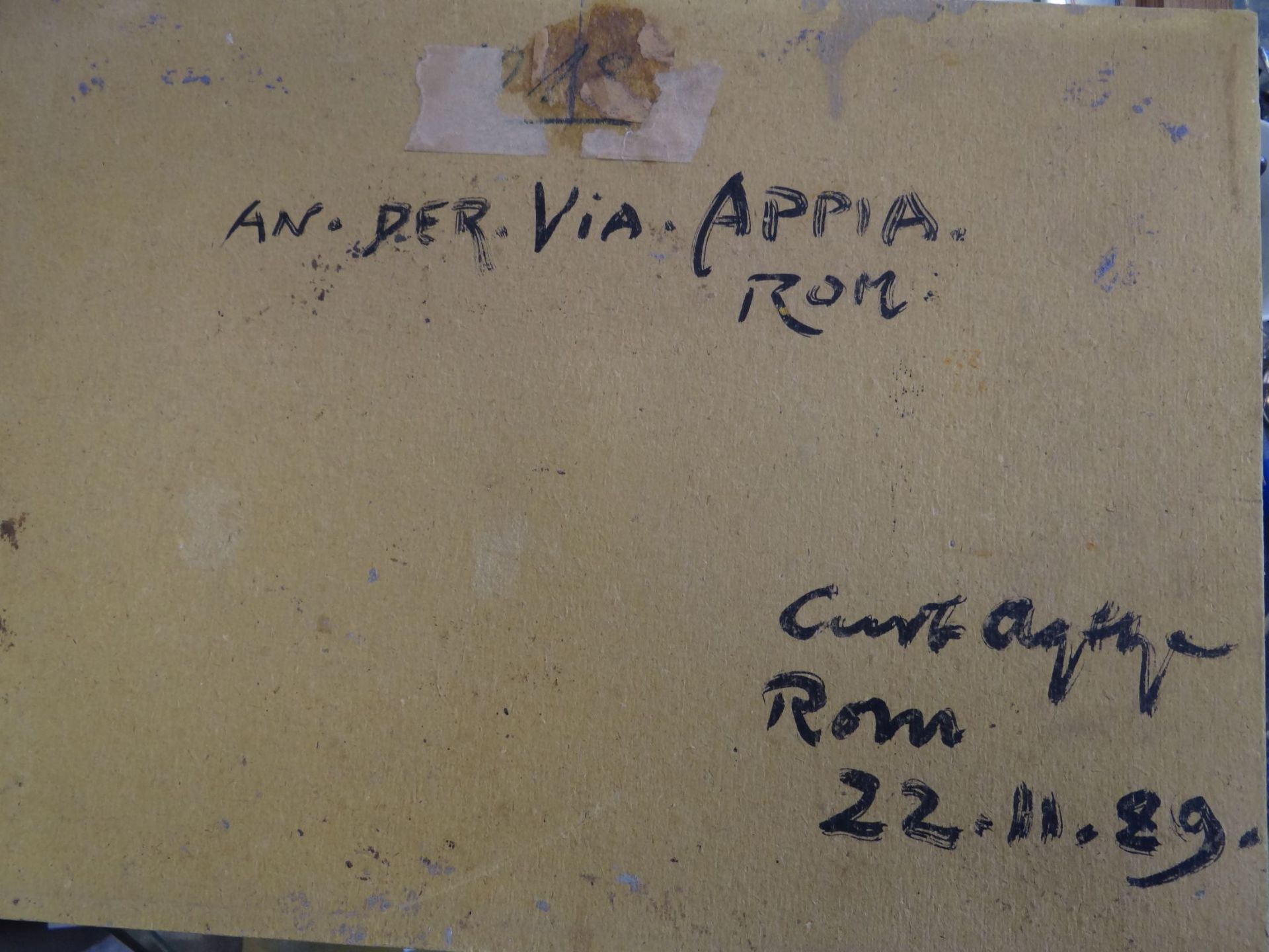 Curt AGTHE (1862-1943), 22.11.1889 "Gehöft an der Via Appia", Öl/Karton, 24x36 cm, gerahmt, RG - Bild 5 aus 6
