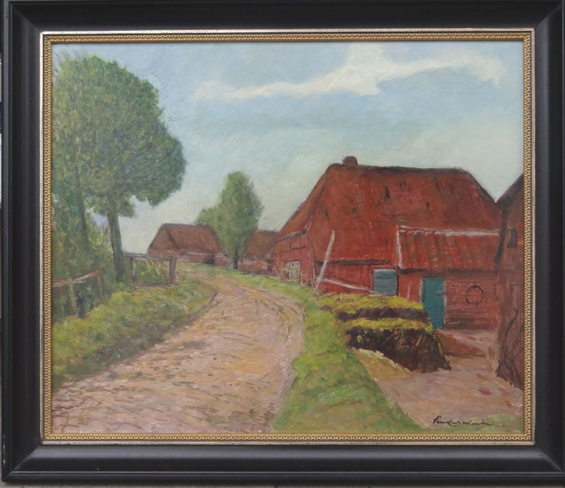 Paul Ernst WILKE (1894-1972), 1948 "Dorfstrasse in Bederkesa", verso betitelt, Öl/Malfaser, gerahmt, - Bild 2 aus 6