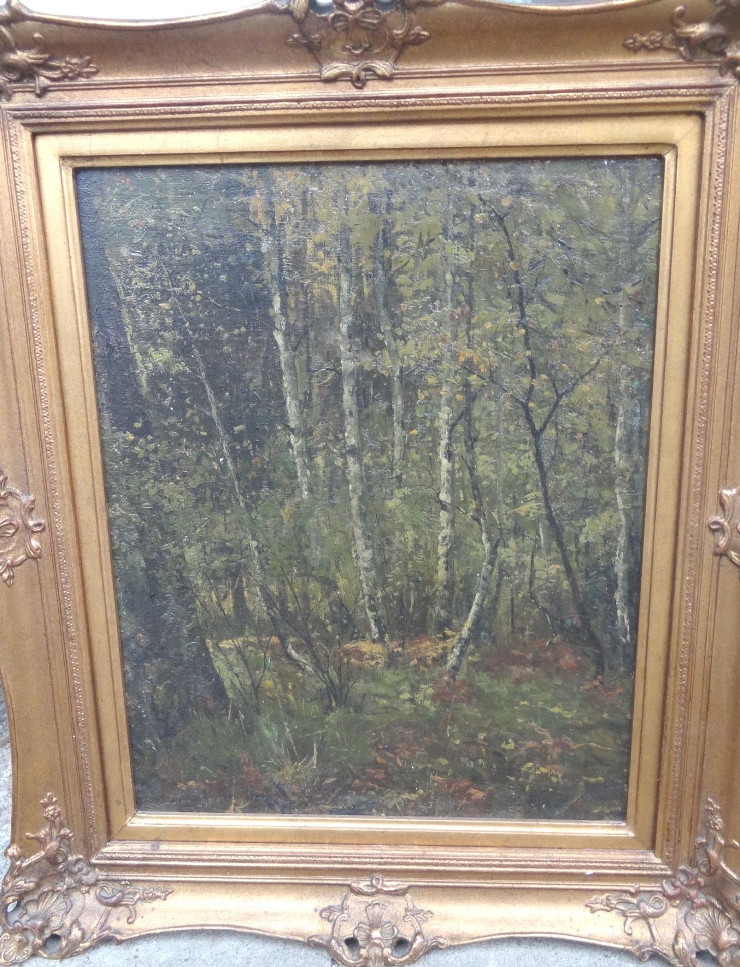 anonym"Birken-Wald" Öl/Malfaser, gerahmt, RG 52x44 c - Bild 2 aus 4