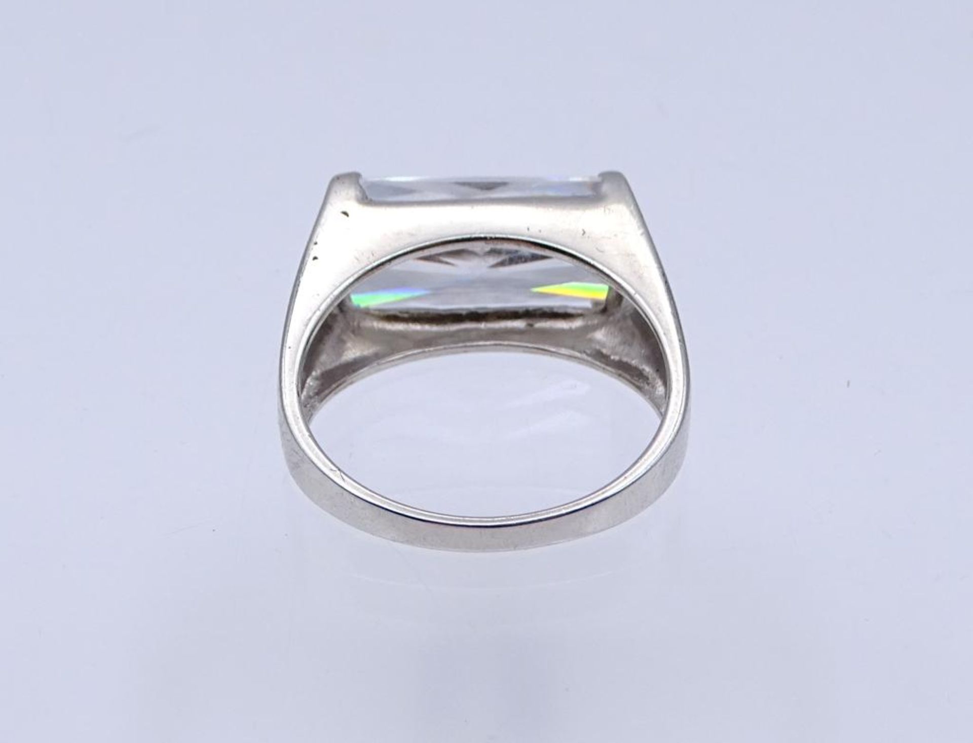 Ring Silber 925/000 mit einem rechteckig fac., weißen Edelstein, RG 67, 9,4 - Bild 4 aus 4