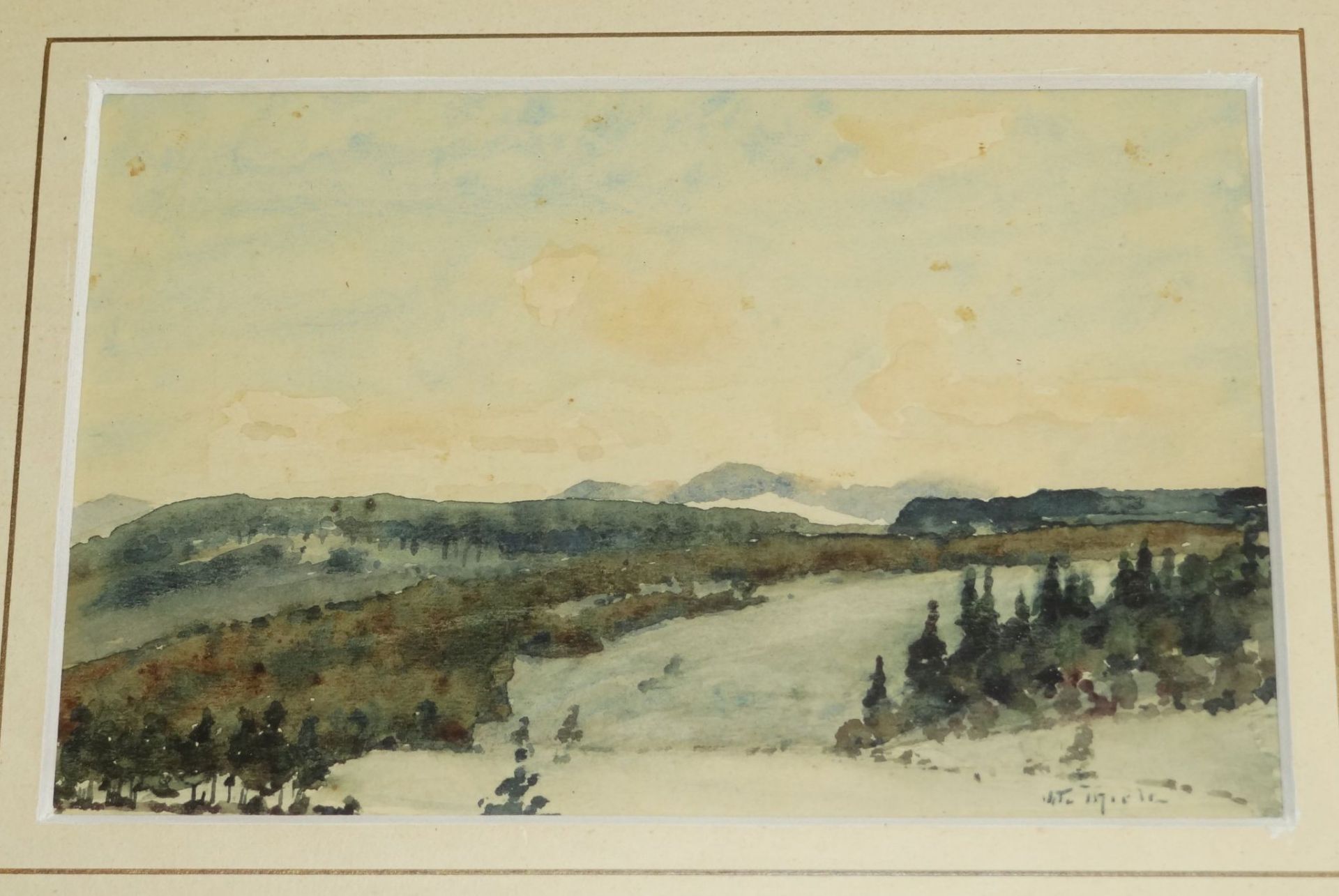 Otto THIELE (1870-1955), 3 Aquarelle, 2xdiv. Landschaften, 1x Strassenansicht, gleich gerahmt, RG - Bild 4 aus 7
