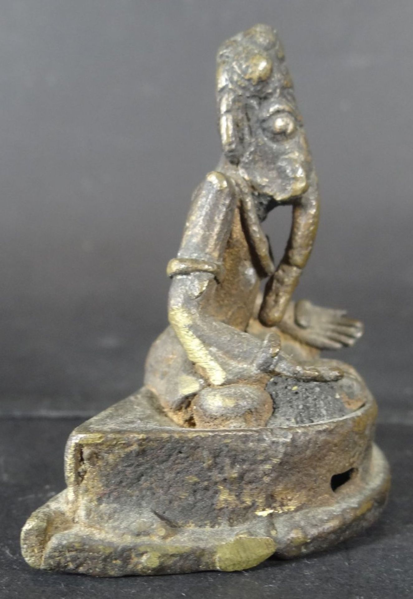 kleine alte Bronze "Ganesha", Alters-u. Gebrauchsspuren, in Sockel kl. Loch, H-6 cm, B-6 cm - Bild 2 aus 5