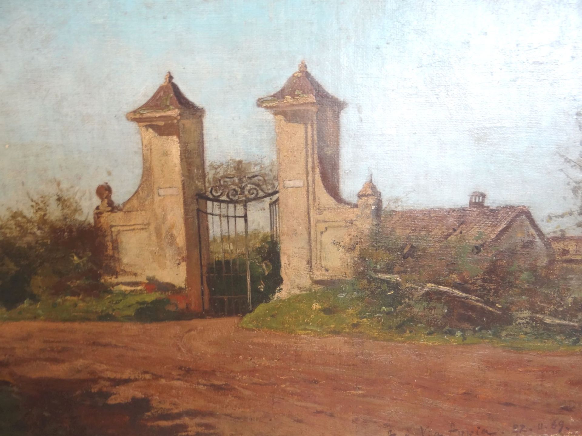 Curt AGTHE (1862-1943), 22.11.1889 "Gehöft an der Via Appia", Öl/Karton, 24x36 cm, gerahmt, RG - Bild 2 aus 6