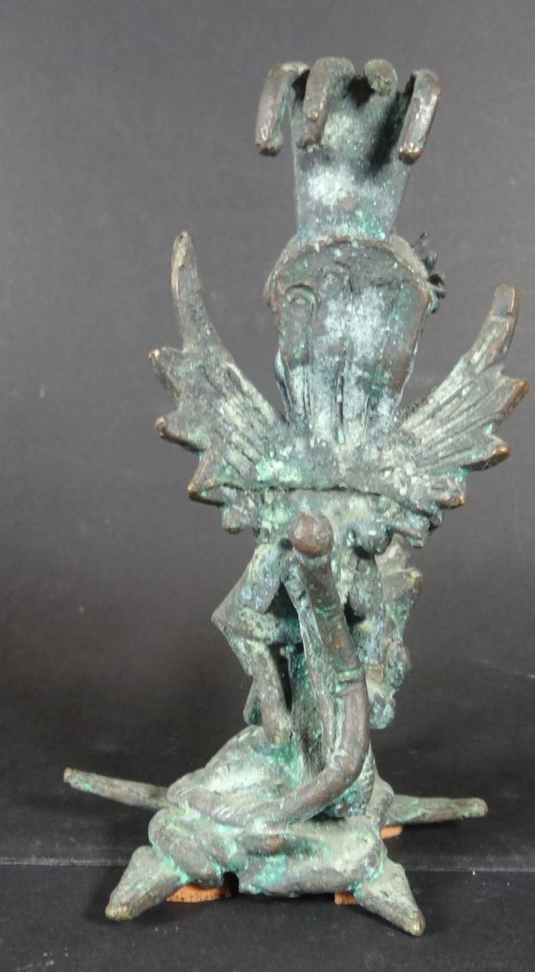 indische Göttheit Garuda, Bronze, älter, stark patiniert, H-12,5 - Bild 4 aus 5