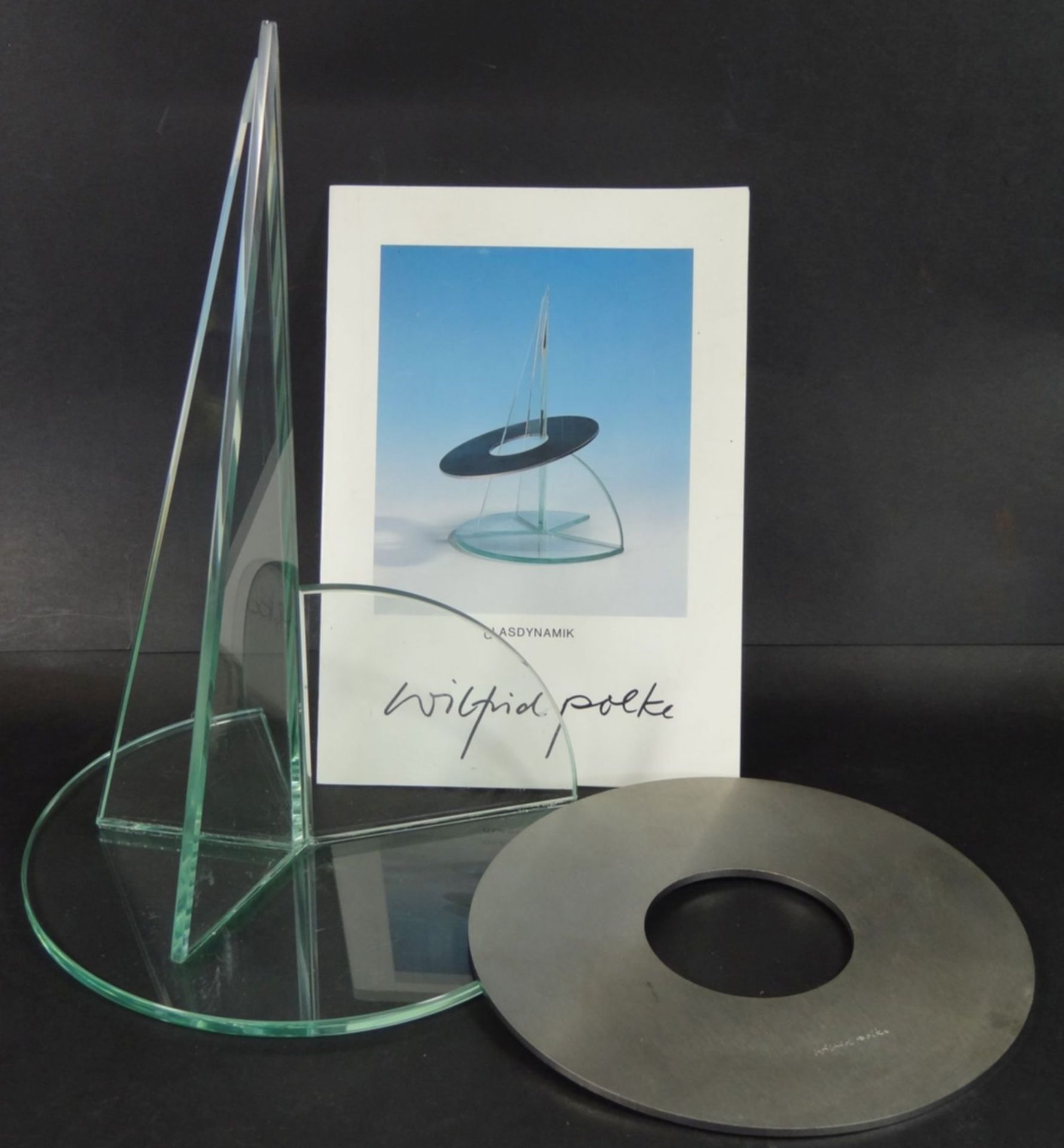 Wilfried Polke (1932-2014), "Glasdynamik", Objekt d'art, auf Metall signiert, anbei Vita, H-27,5 cm, - Bild 4 aus 8