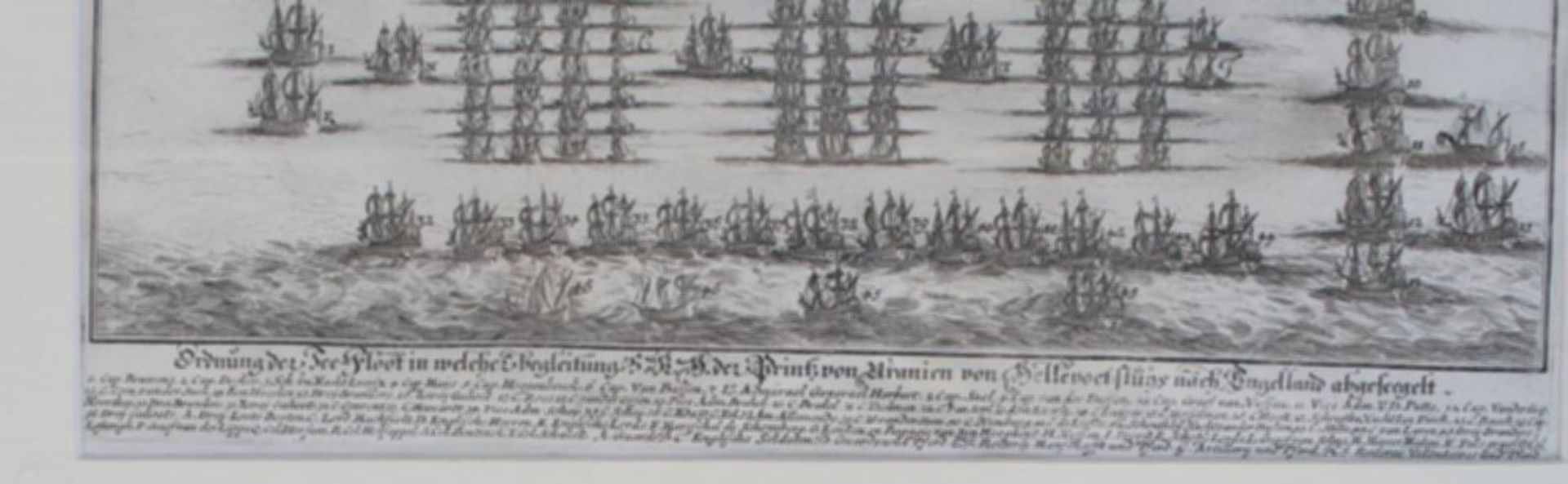 orig. Stich "Die Ordnung der Seeflotte..." 1688, Wilhelm III von Oranien, MG ca.44x52 cm, ger/ - Bild 4 aus 6