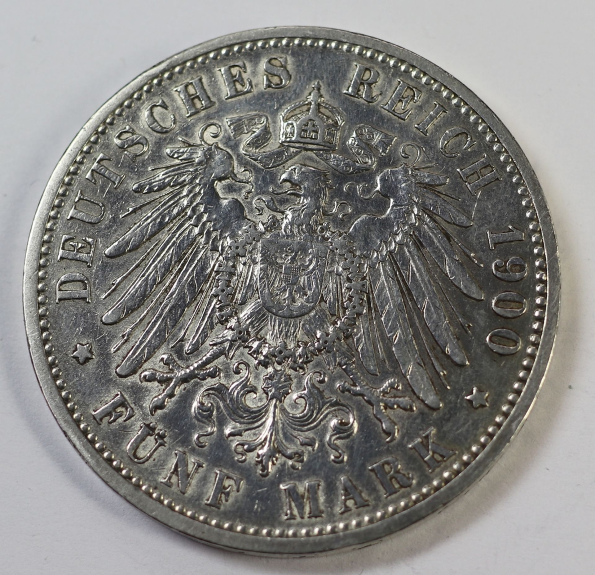5 Reichsmark, Deutsches Reich, Friedrich Grosherzog von Baden, 1900 G, vz., 27,67 gr. - Bild 2 aus 2