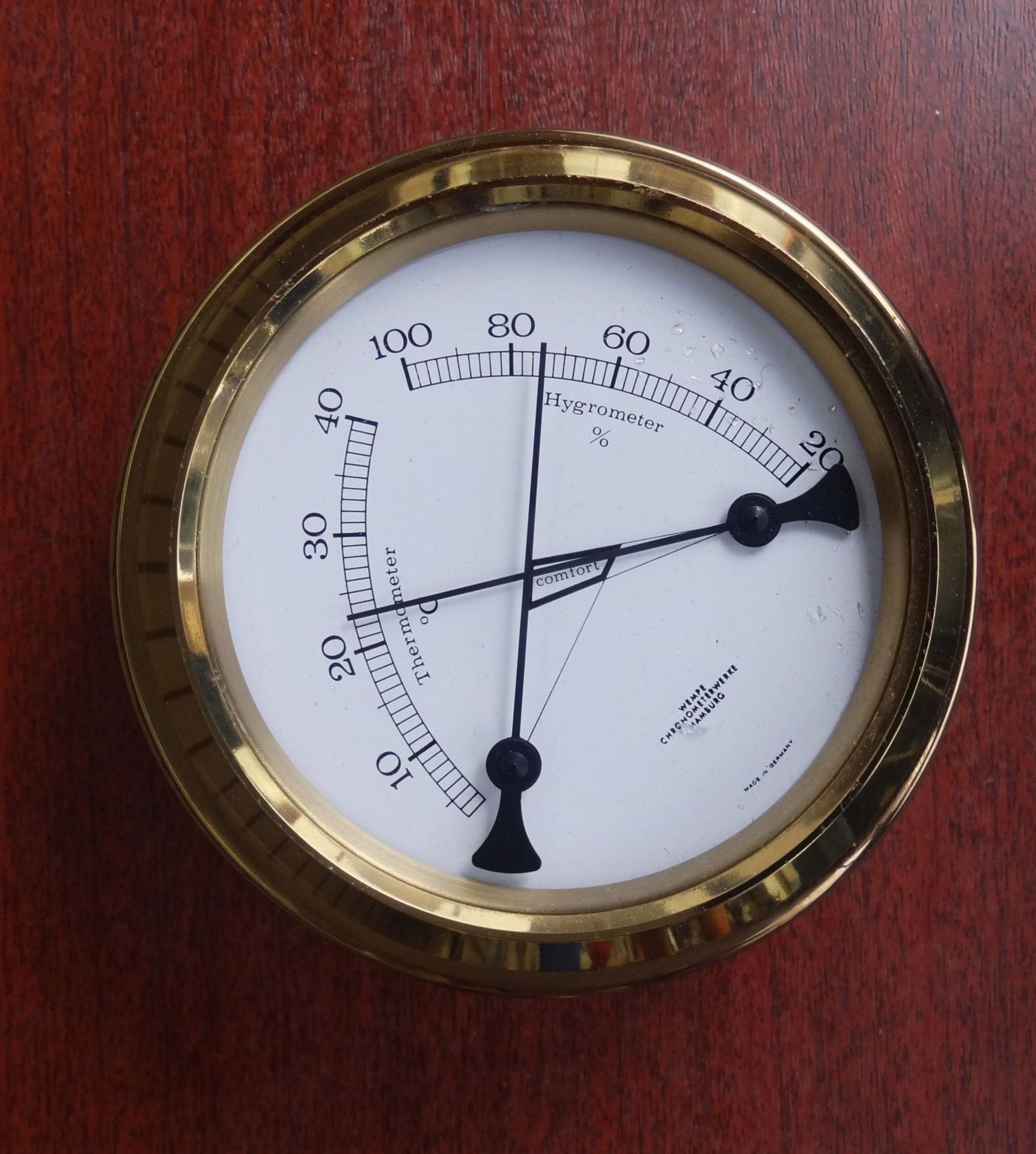 Wetterstation mit Glasenuhr "Wempe Chronometerwerk, bei Barometer und Hygrometer fehlt - Bild 5 aus 8