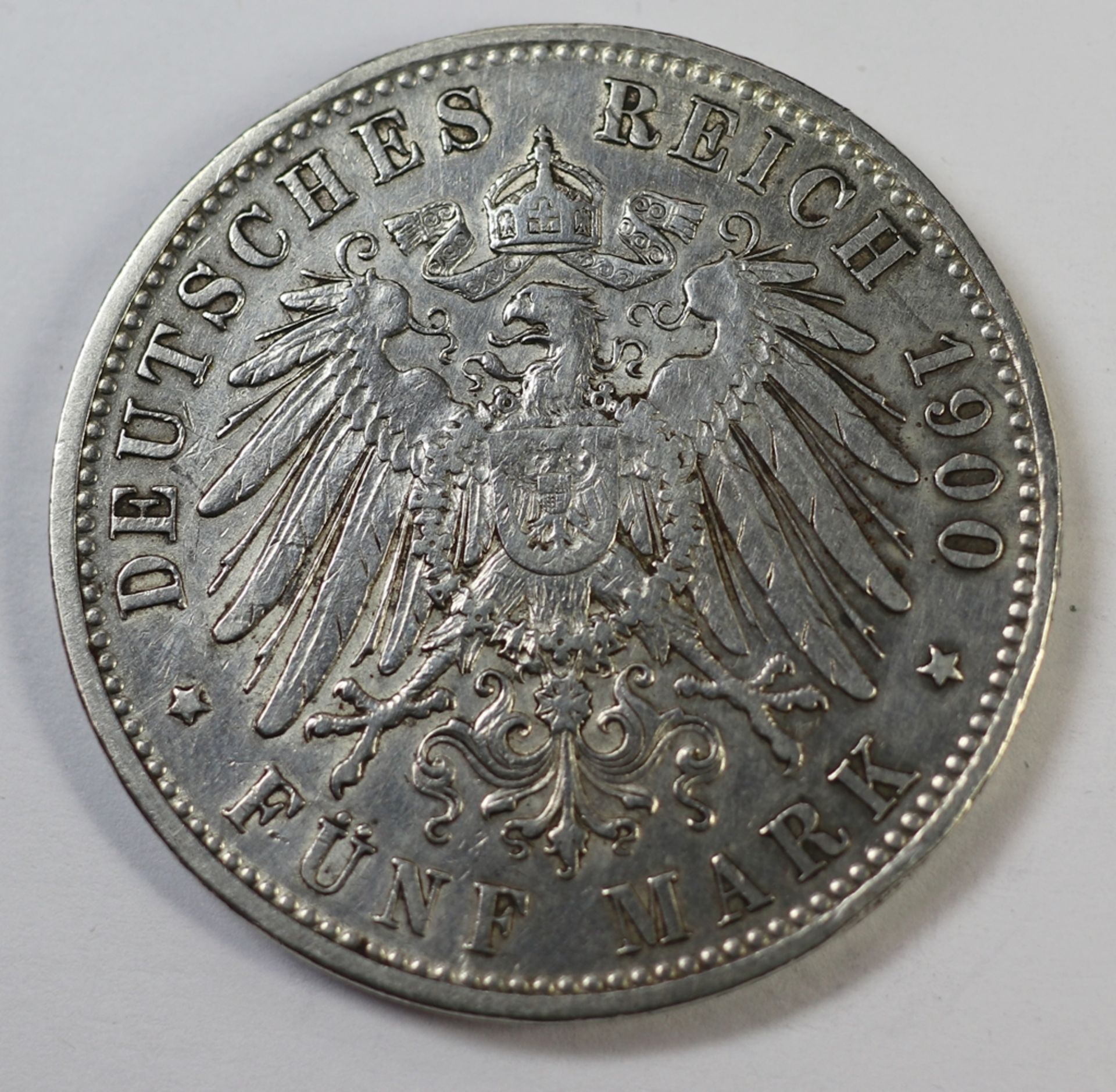 5 Reichsmark, Deutsches Reich, Otto König von Bayern, 1900 D, ss+ - vz., 27,60 gr - Bild 2 aus 2