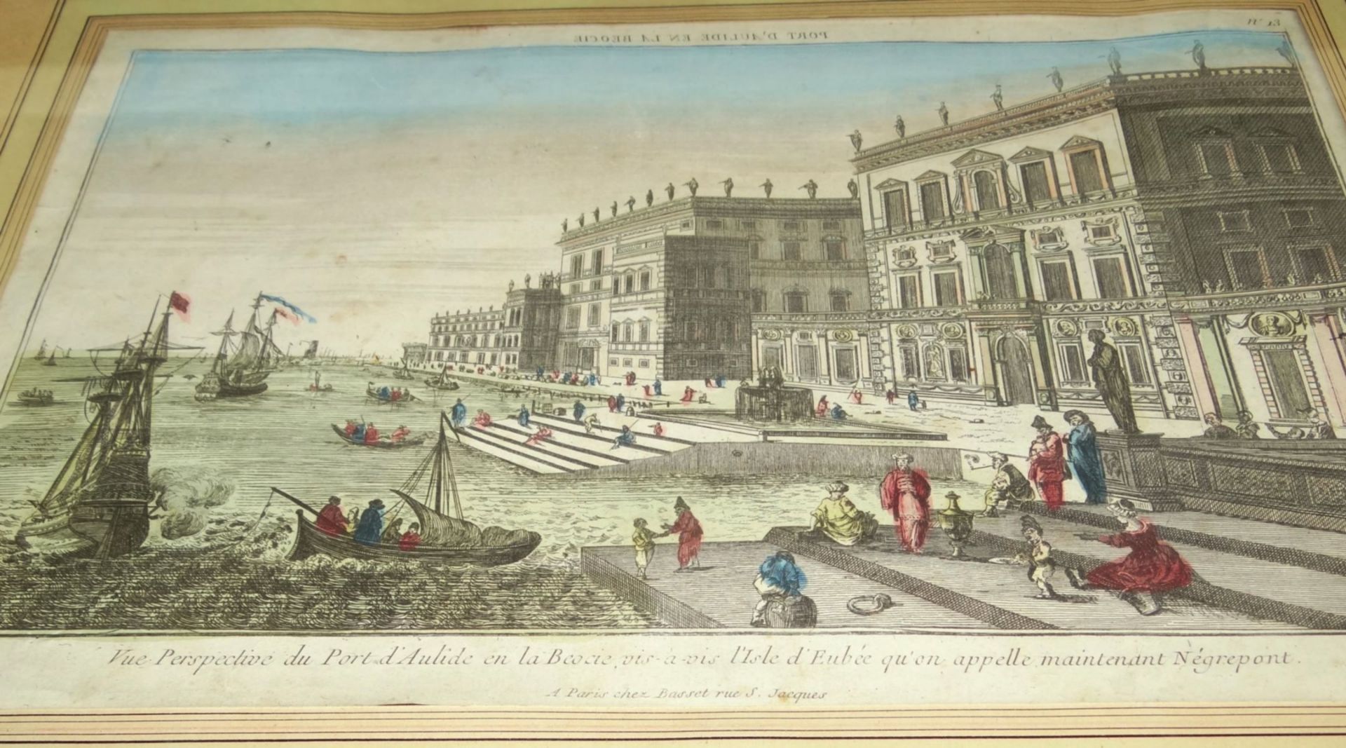 Stich um 1780 "Vue Perspective du Port d'Aulide en la Beocie vis-a-vis l'Isle d'Eubee.." sogenanntes - Bild 4 aus 6