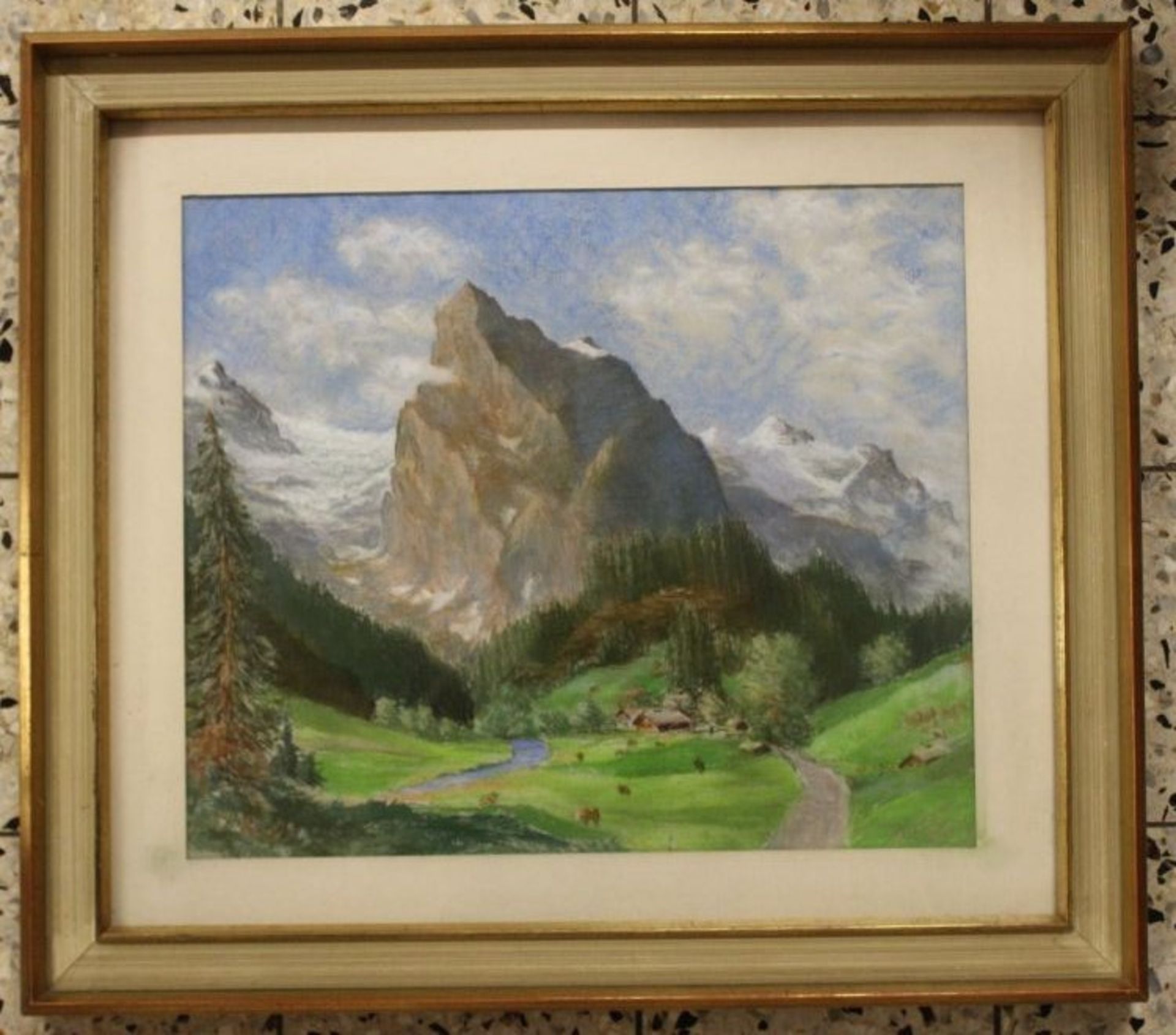 Klinger '69, Gebirgslandschaft, Mischtechnik, gerahmt/Glas, RG 55 x 62cm. - Bild 3 aus 3