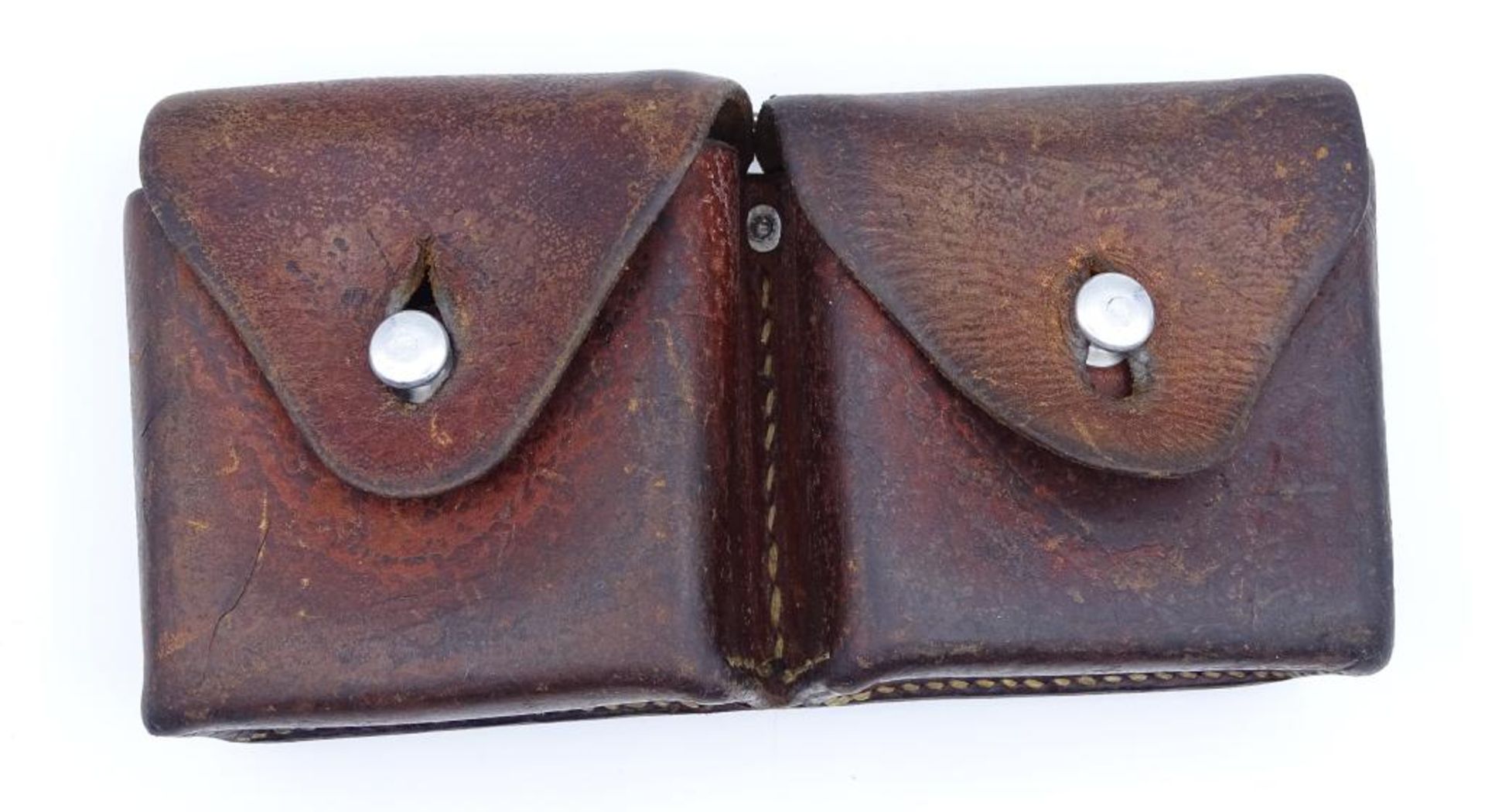 Patronentasche aus Leder,Rückseite mit Hersteller, - Bild 2 aus 6