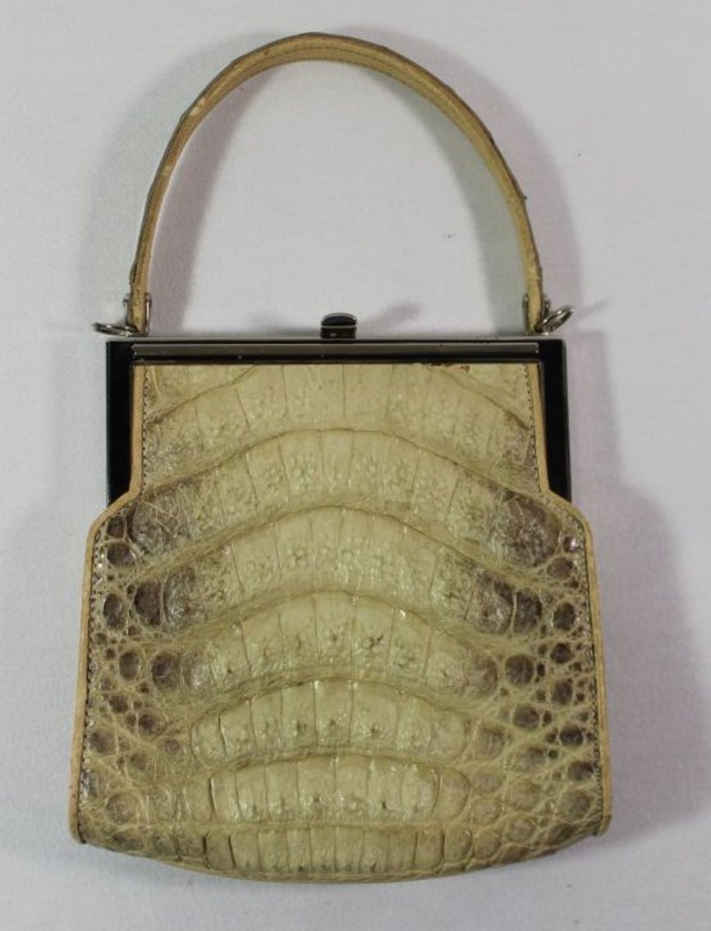 Damen-Handtasche, Krokoleder, 18 x 17cm.