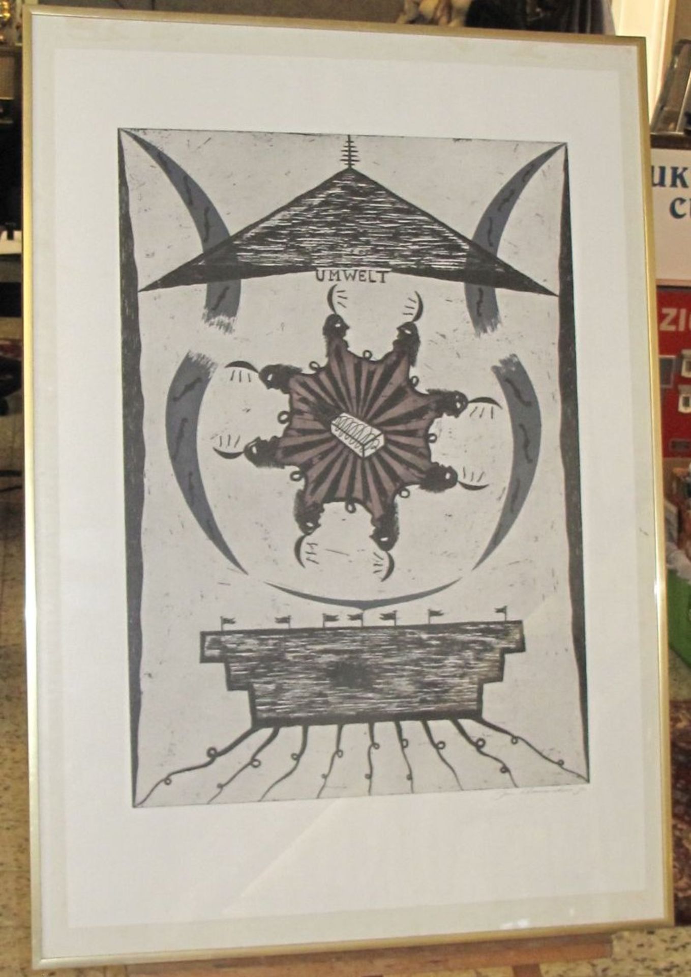 Jan SCHOENMAKERS (1957) , gr. Radierung, betitelt "UMWELT", ger./Glas, RG 100 x 70cm - Bild 3 aus 3