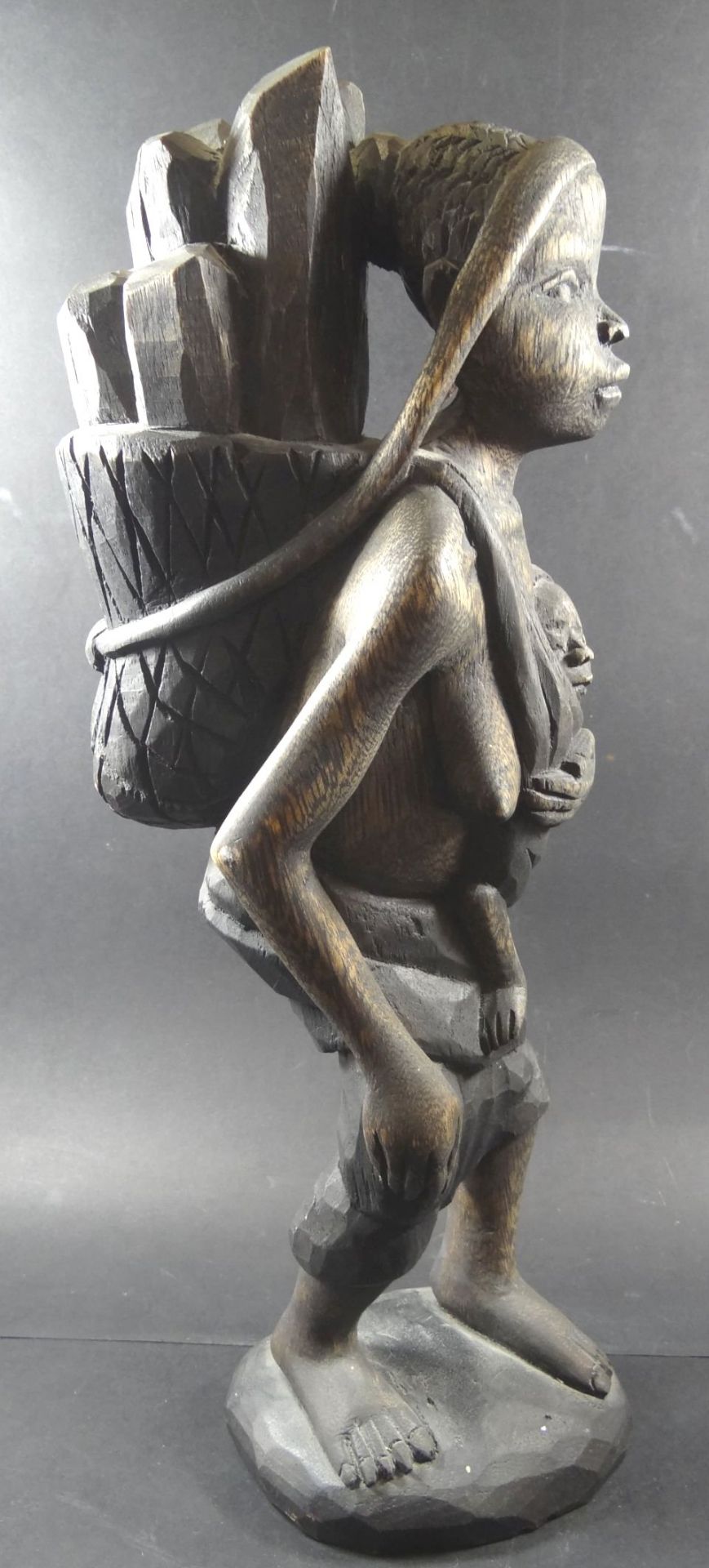 afrikan. Holzschnitzerei, Mutter mit Kind, H-42 cm - Bild 5 aus 6