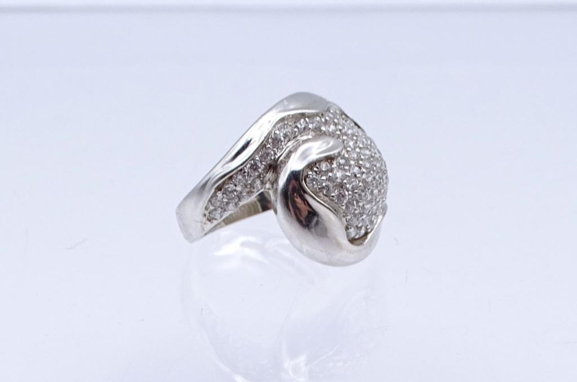 Ring Silber 925/000 mit rund fac., weißen Edelsteinen 2 mm, RG 57, 8,3 - Bild 3 aus 3