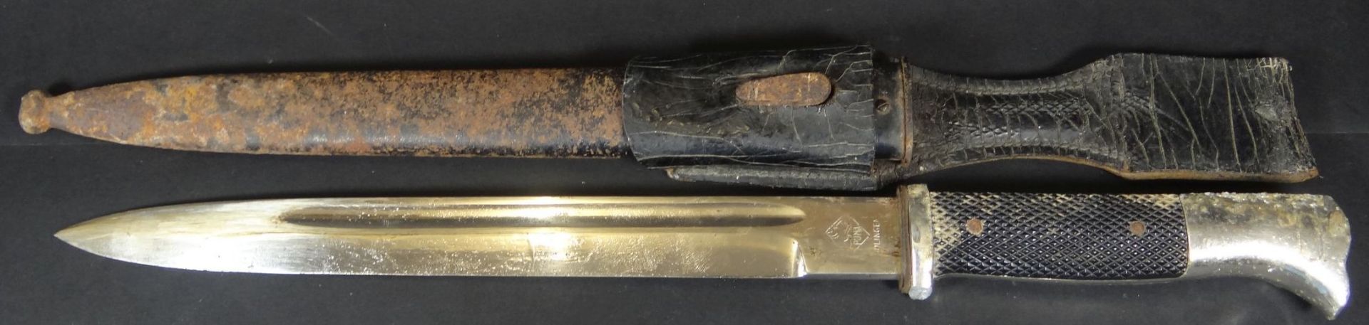 altes Bajonett mit Metallscheide "Puma-Solingen", ungepflegte Erhaltung, L-40,5 cm