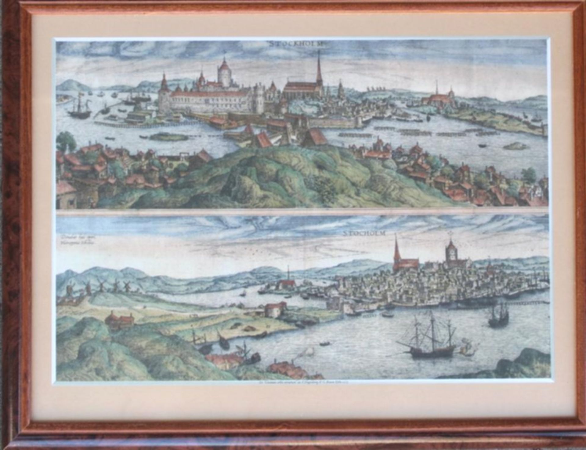 Stockholm Ansicht, Nachdruck, ger/Glas, RG 33x43 cm