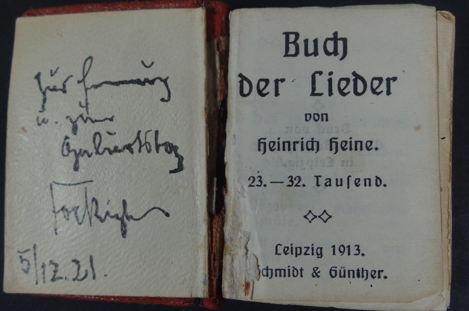 Miniatur-Büchlein, H.Heine "Das Buch der Lieder" 1913, Einband beschädigt, Alters-u. - Bild 3 aus 5