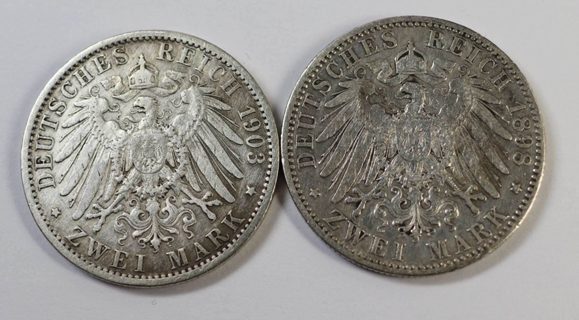 2x Wilhelm II. Deutscher Kaiser König v. Preussen1903 A + 1898 A, ss-vz. , 21,98 gr. zus - Bild 2 aus 2